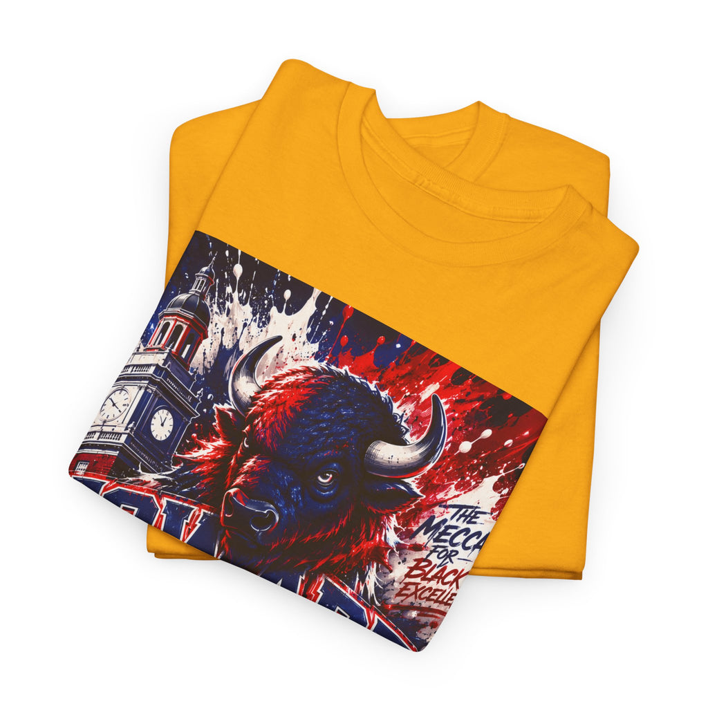 Howard University Buffalo Spirit Tee — HU Bison Red & Blue Campus Shirt