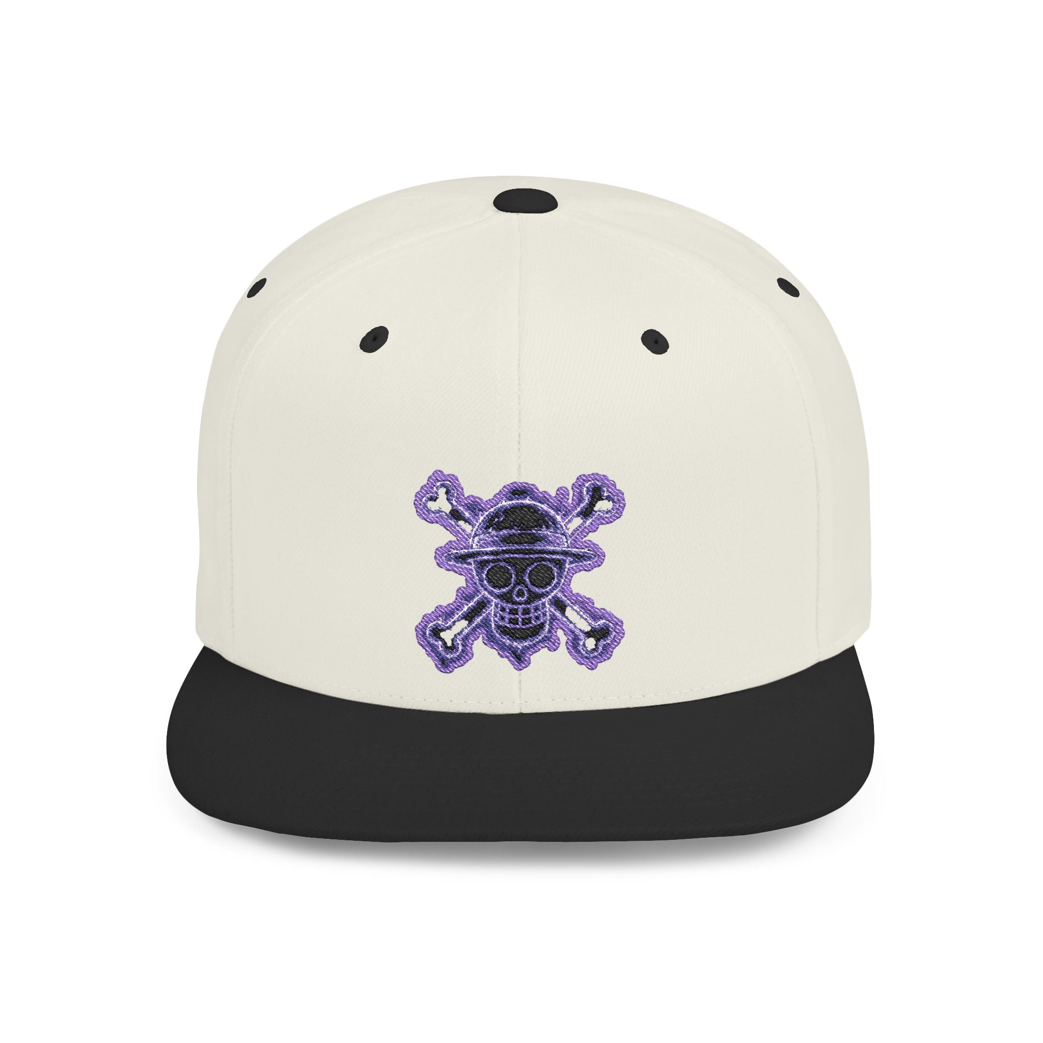 Purple Glitter Skull Snapback Hat - Flat Bill Adjustable Cap