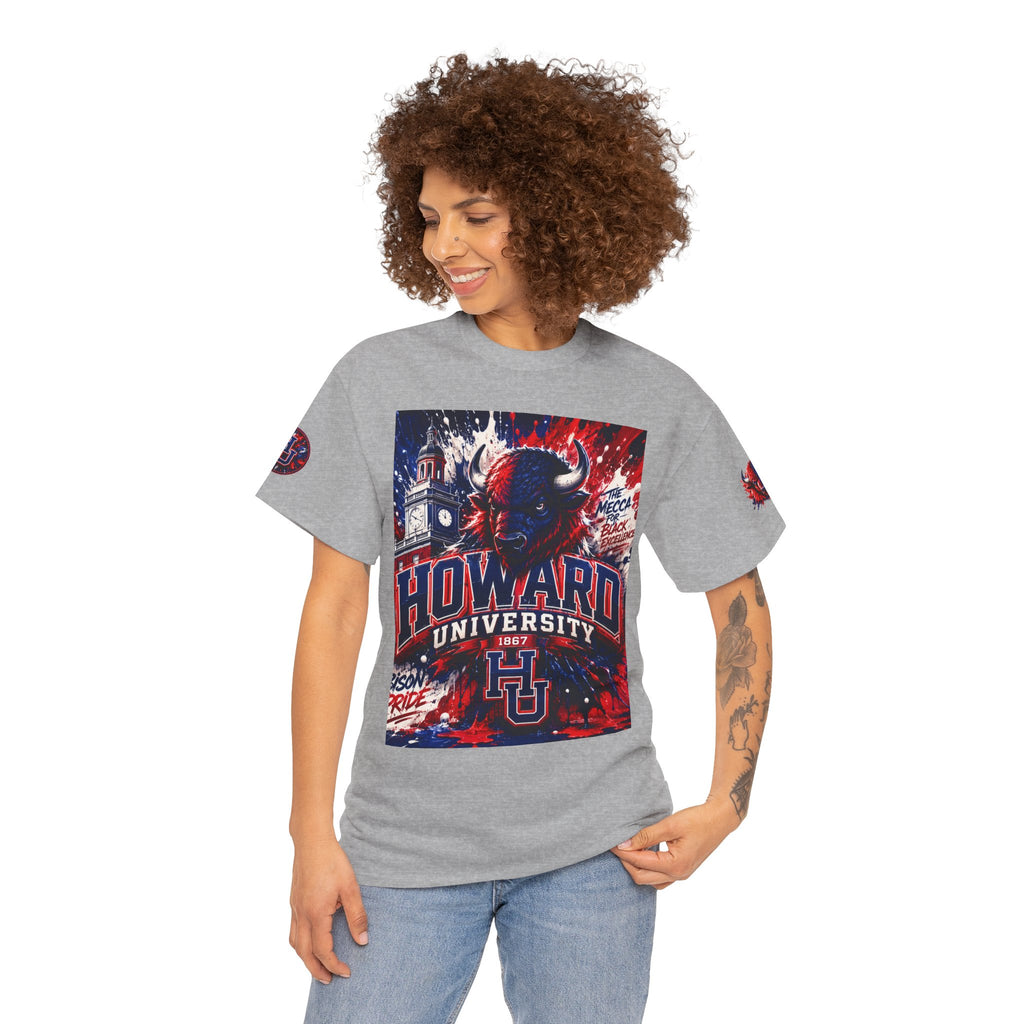 Howard University Buffalo Spirit Tee — HU Bison Red & Blue Campus Shirt