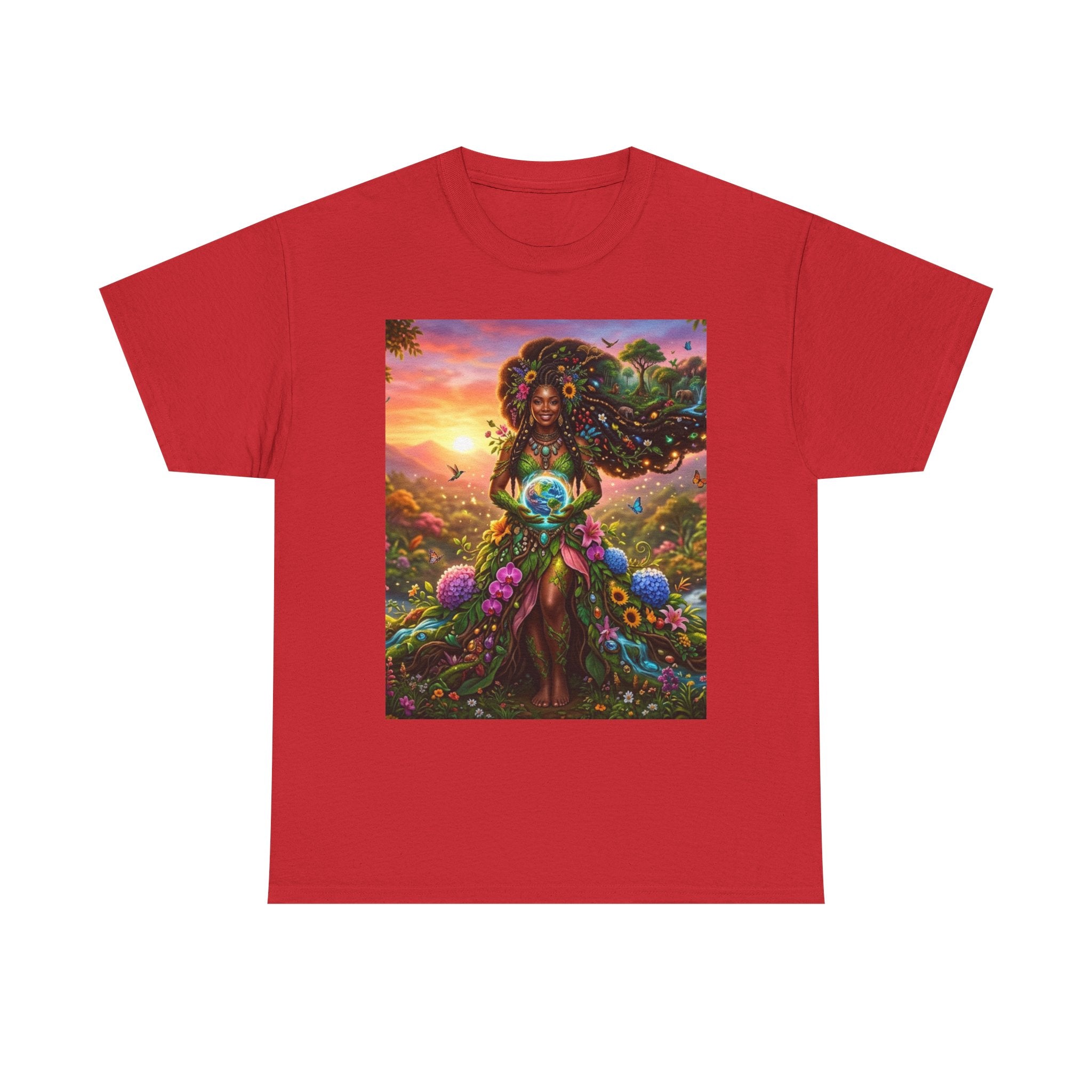Earth Goddess T-Shirt — Vibrant Floral Nature Mother Graphic Tee