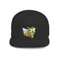 Bee Patch Snapback Hat — Yellow Honeybee Embroidered Flat Bill Cap