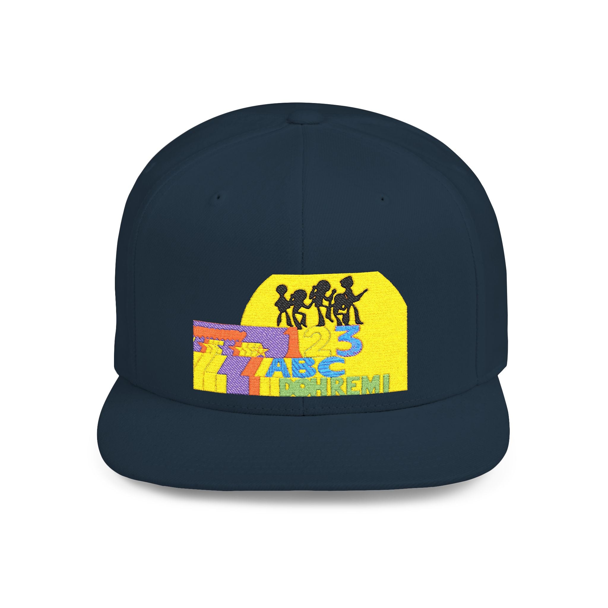 Flat Bill Snapback Hat — Retro Dance Crew Graphic Cap