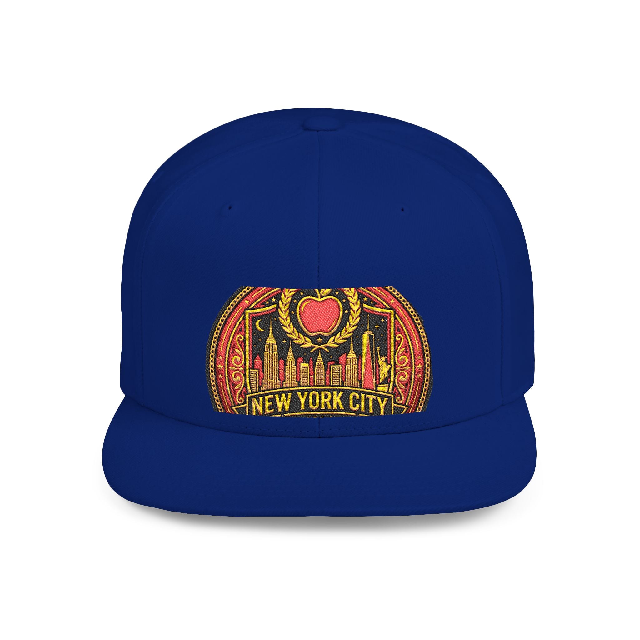 New York City Flat Bill Snapback Hat – Retro Skyline Patch Cap