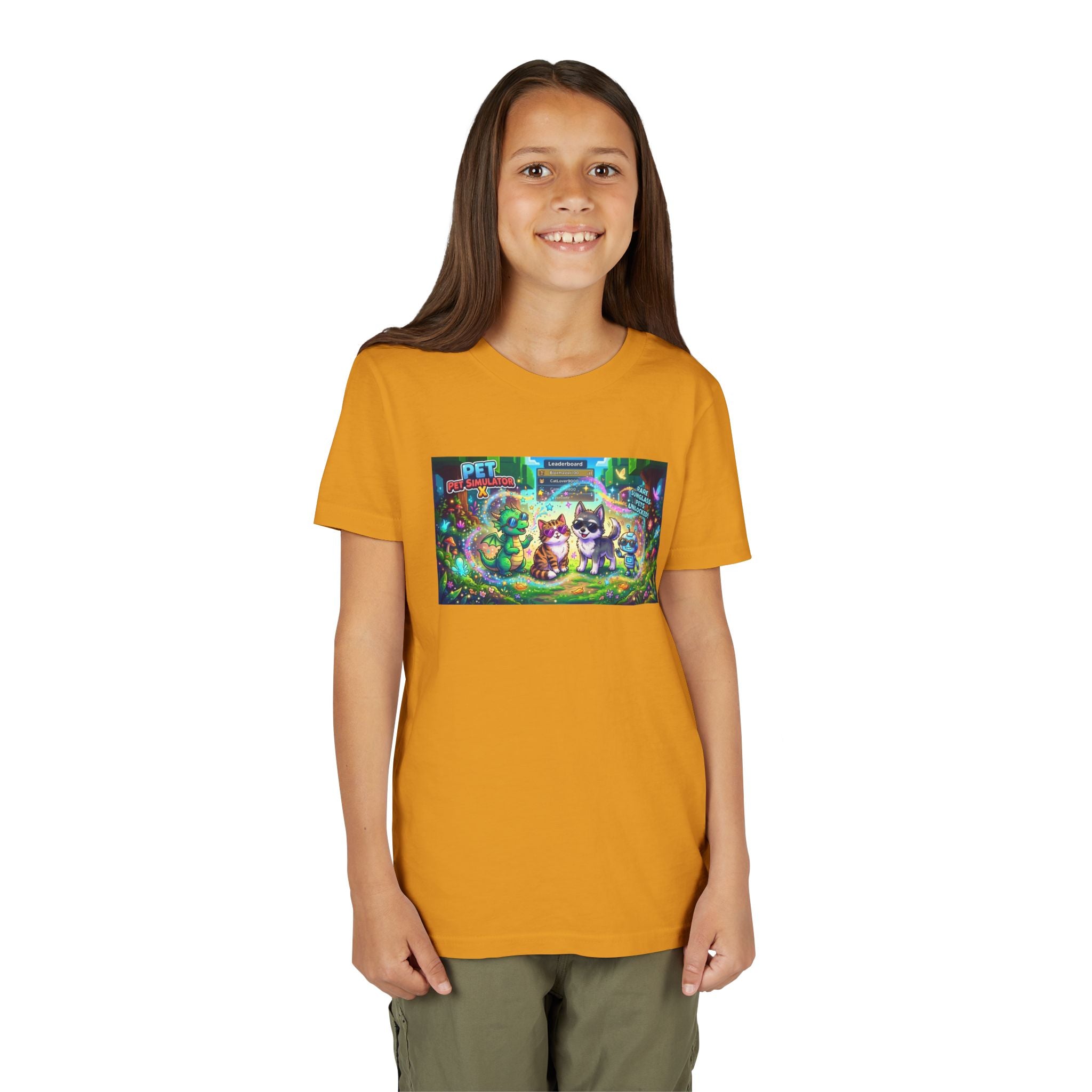 Cute Fantasy Pets Sunglasses Tee — Dragon, Cat, Wolf & Robot Pets
