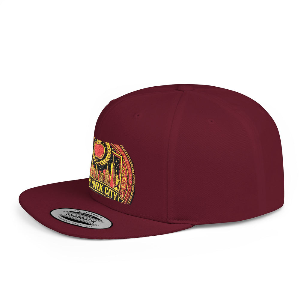 New York City Flat Bill Snapback Hat – Retro Skyline Patch Cap