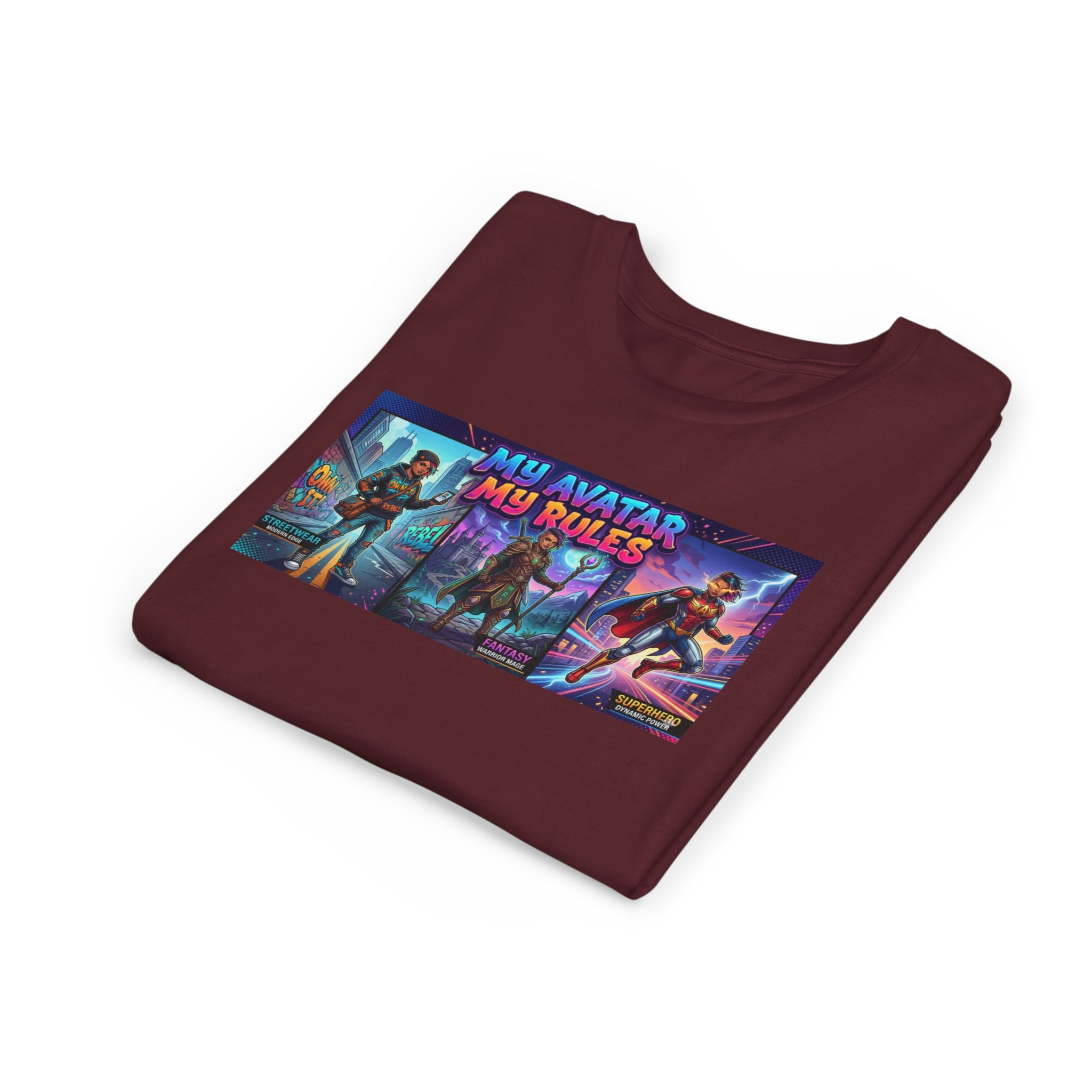Youth Tee — “MY AVATAR MY RULES” Customizable Character Graphic