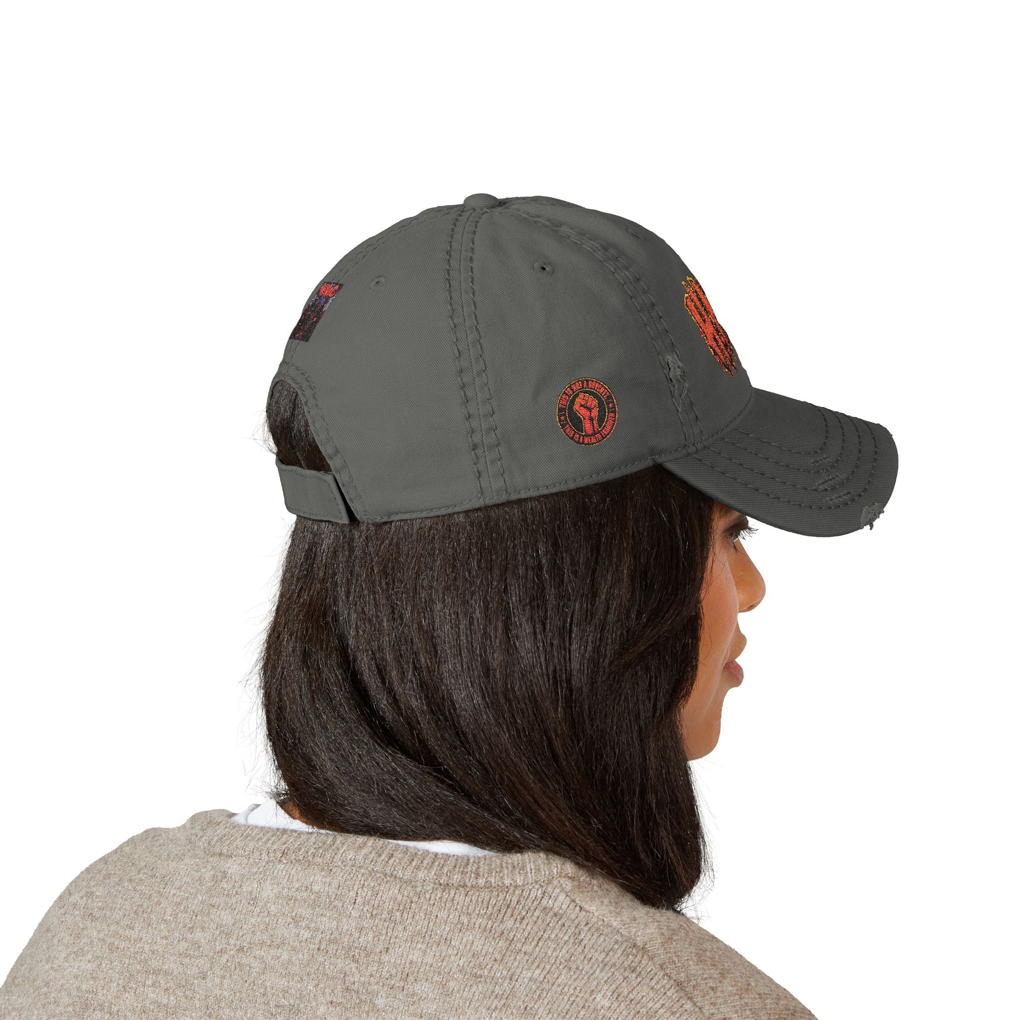 Distressed Embroidered 'HNIC' Dad Hat — Vintage Streetwear Cap