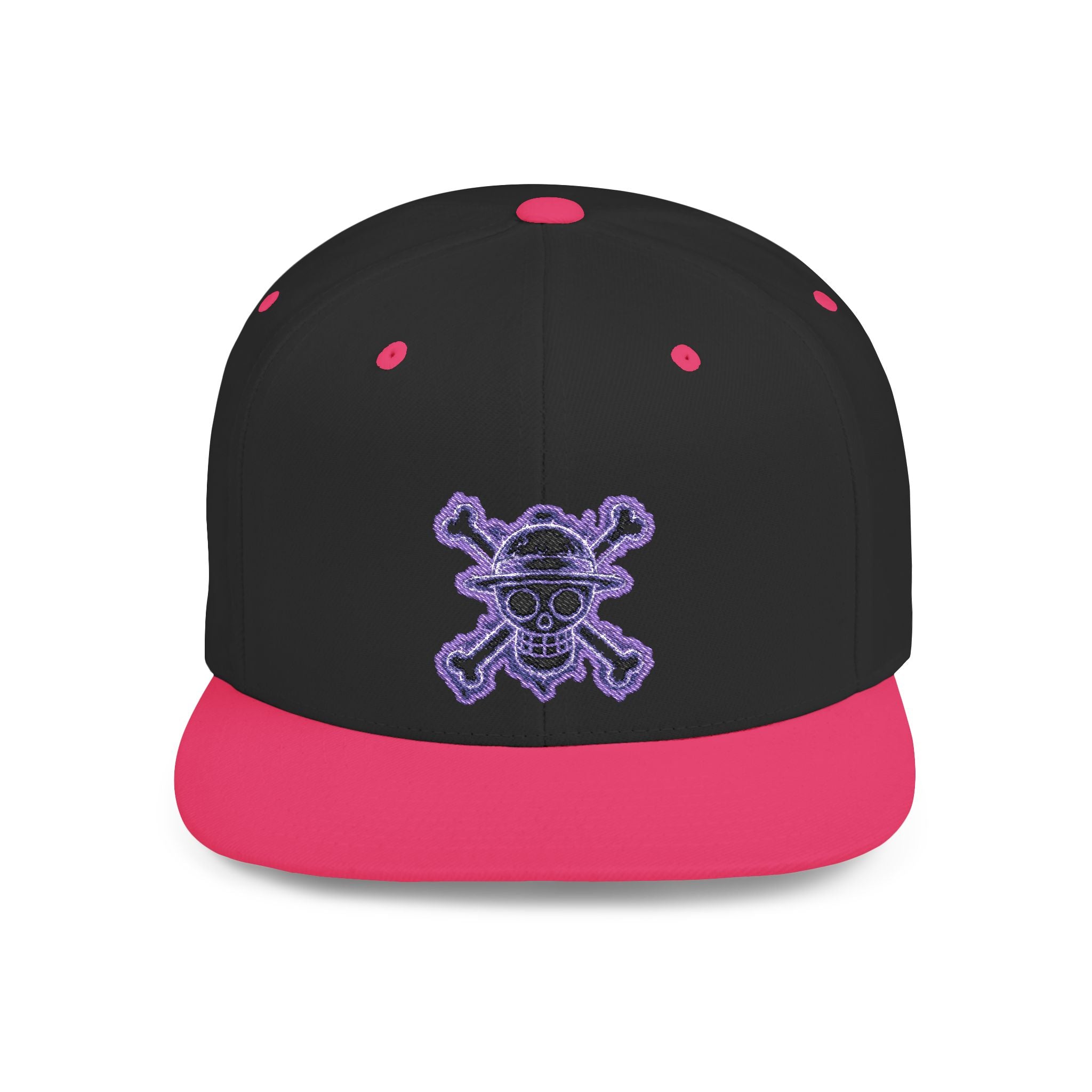 Purple Glitter Skull Snapback Hat - Flat Bill Adjustable Cap