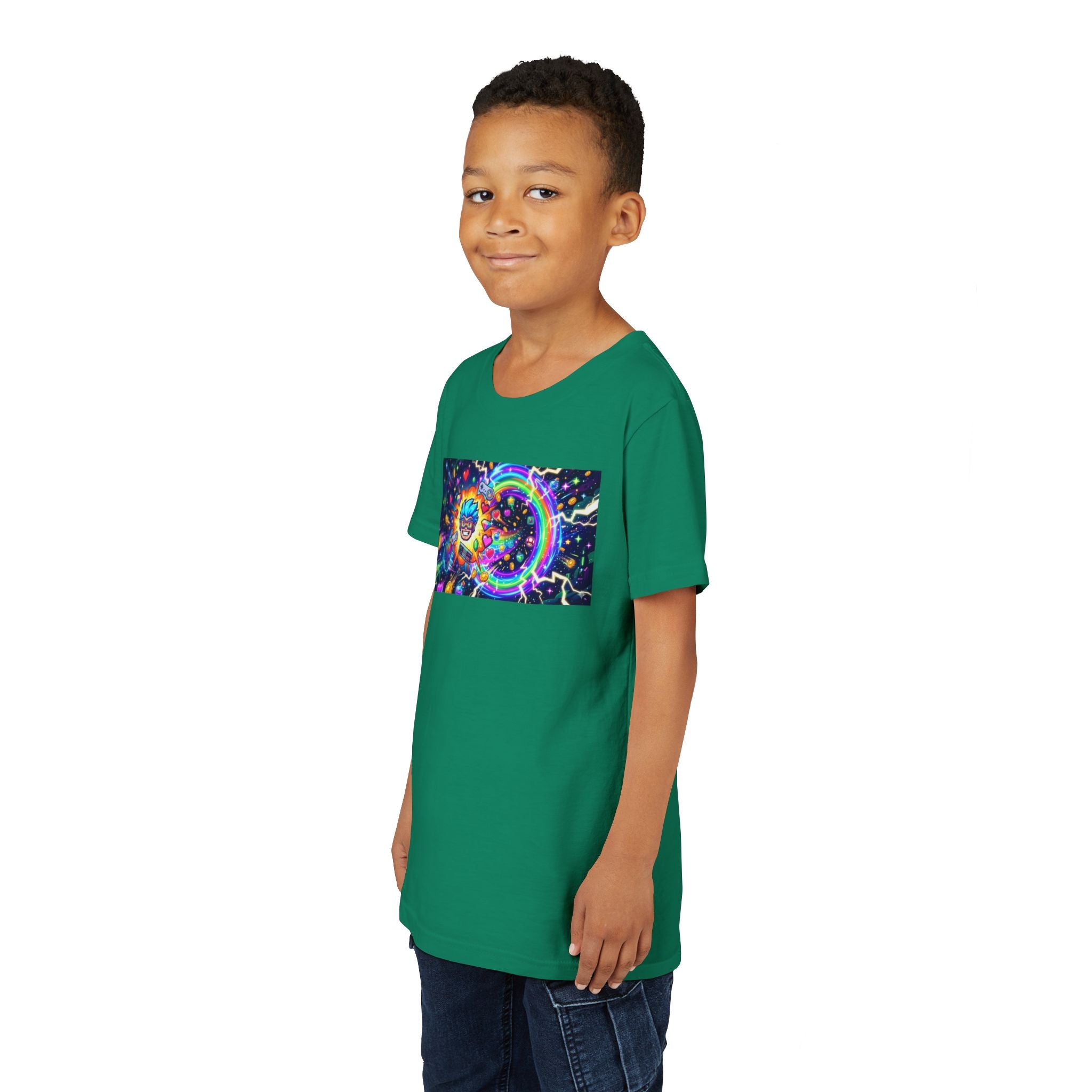 Kids Gaming Tee — Neon Rainbow Portal Gamer Shirt