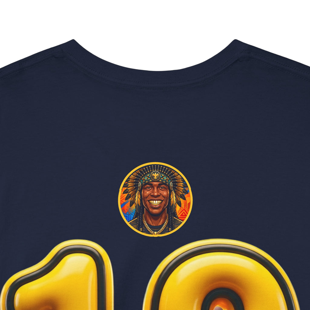 Melanated 19 Graphic Tee — Retro Script Logo & Gold Number Baseball Shirt