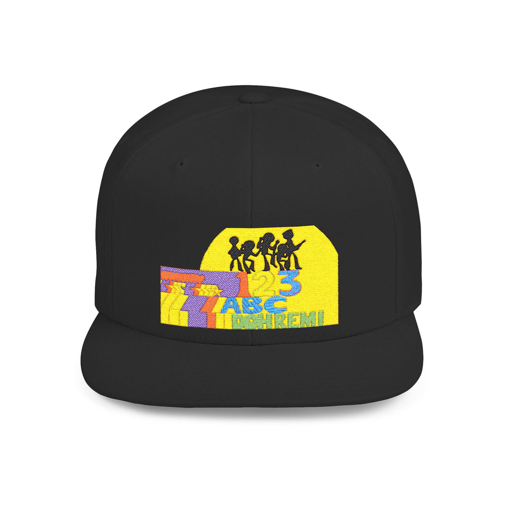 Flat Bill Snapback Hat — Retro Dance Crew Graphic Cap