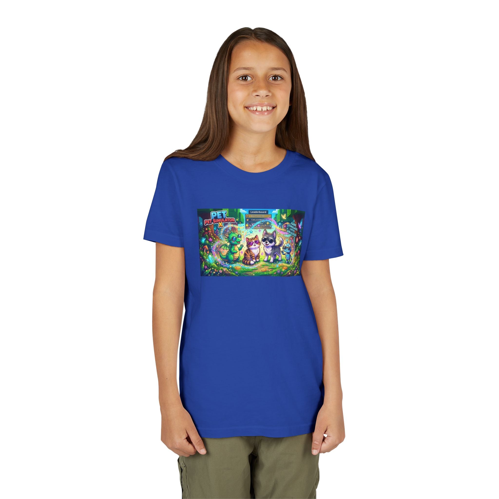 Cute Fantasy Pets Sunglasses Tee — Dragon, Cat, Wolf & Robot Pets