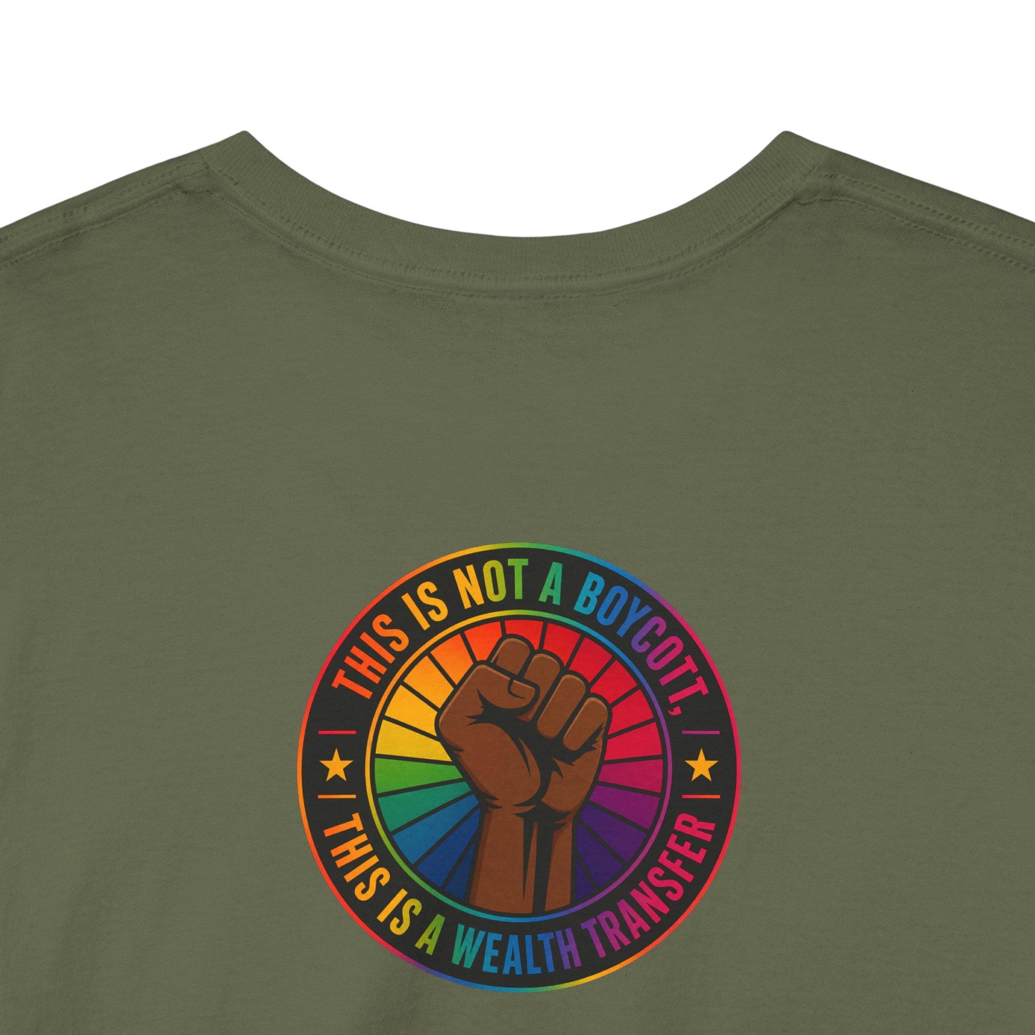 Graphic Tee — "I'm White, But Not THAT White" Illustration with Back Raised Fist Logo