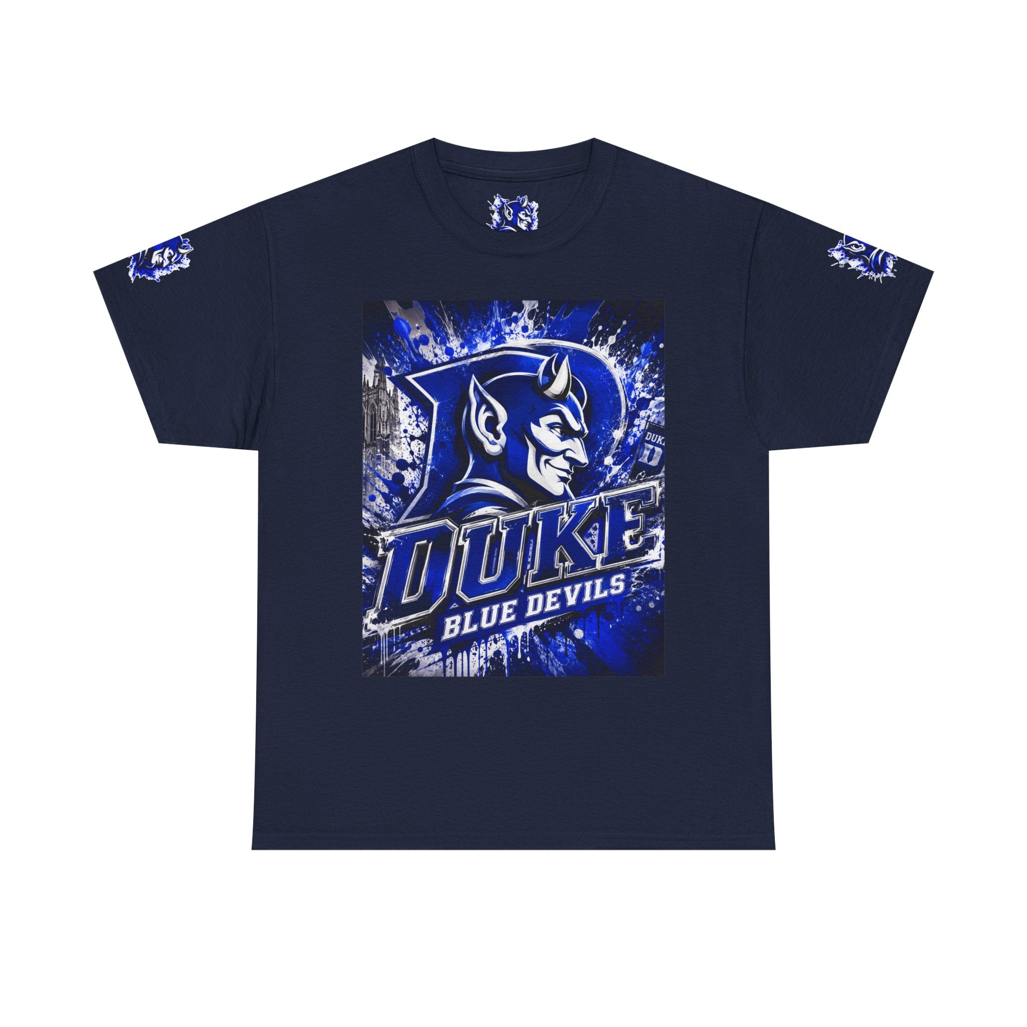 Duke Blue Devils Graphic Tee — Splatter Devil Logo T‑Shirt