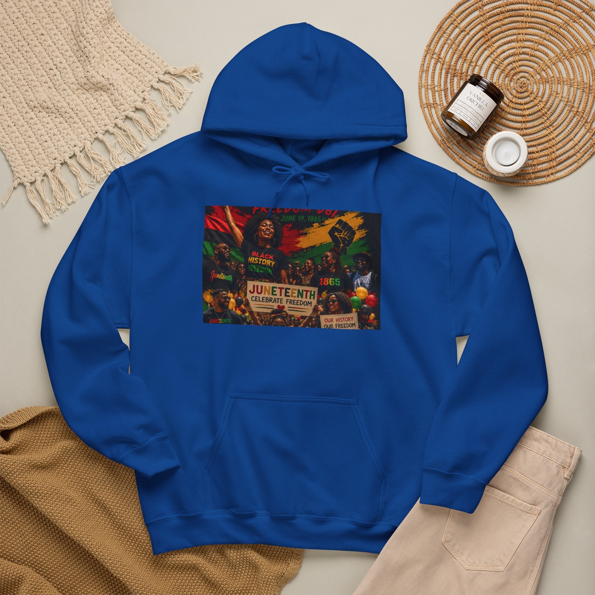 Juneteenth Celebration Hoodie — Juneteenth 1865 Freedom Retro Graphic Hooded Sweatshirt