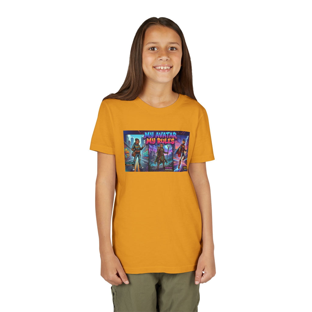 Youth Tee — “MY AVATAR MY RULES” Customizable Character Graphic