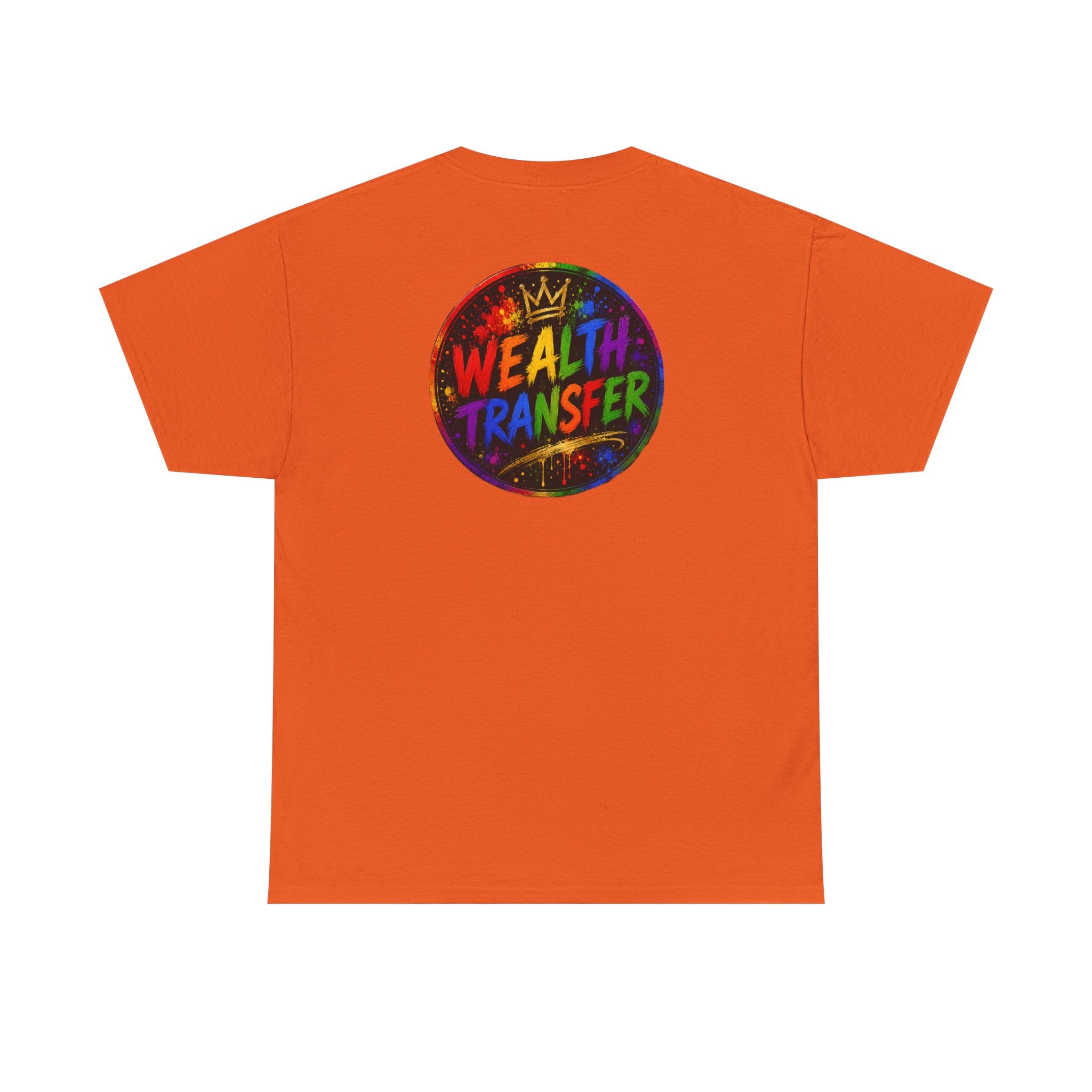 Wealth Transfer T-Shirt — Rainbow Graffiti Design (Back Fist Emblem)