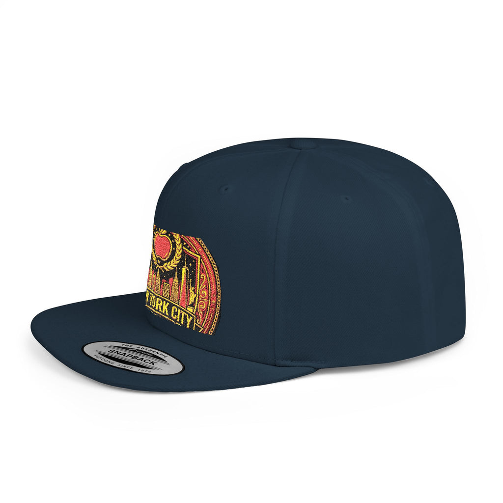 New York City Flat Bill Snapback Hat – Retro Skyline Patch Cap