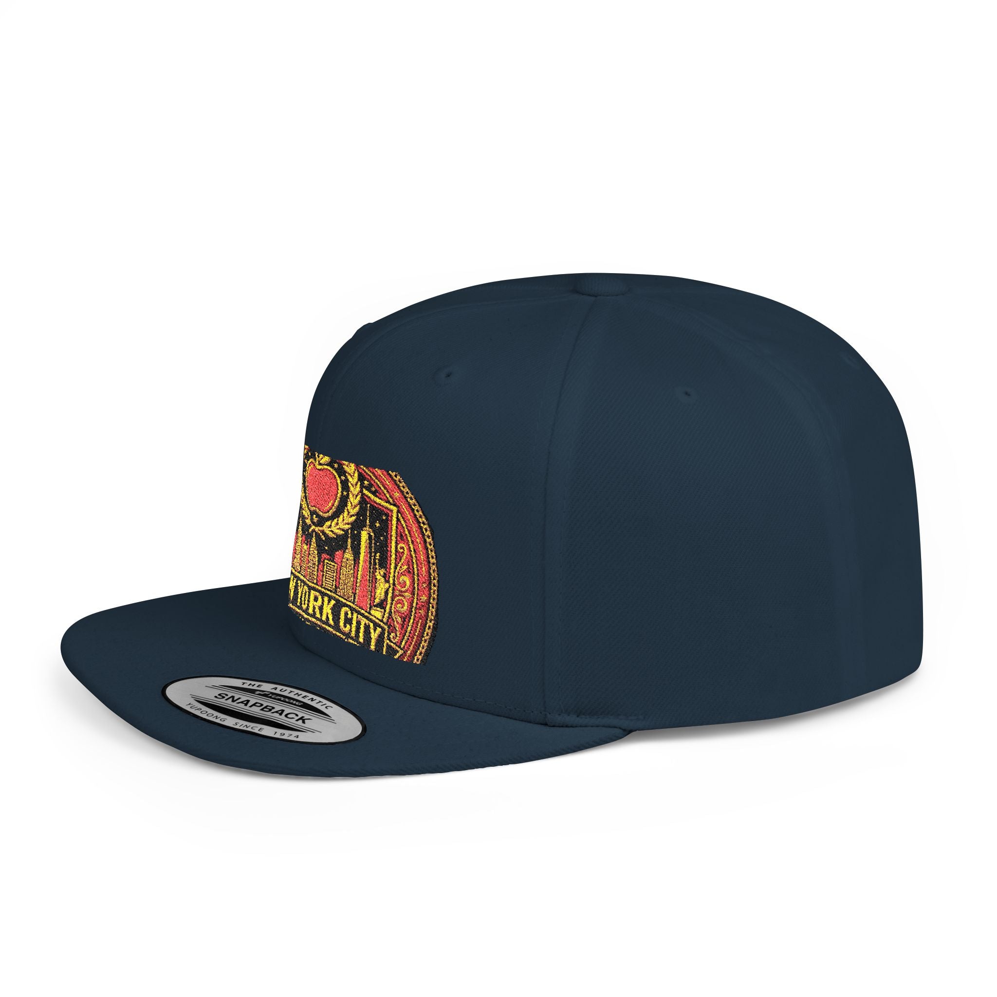 New York City Flat Bill Snapback Hat – Retro Skyline Patch Cap