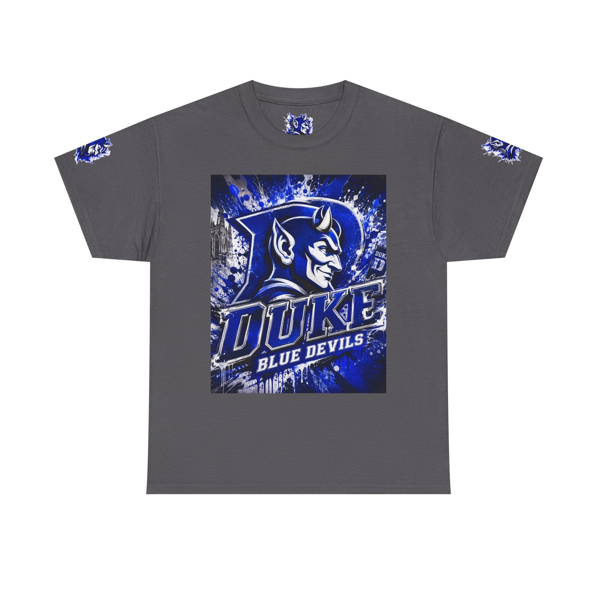 Duke Blue Devils Graphic Tee — Splatter Devil Logo T‑Shirt