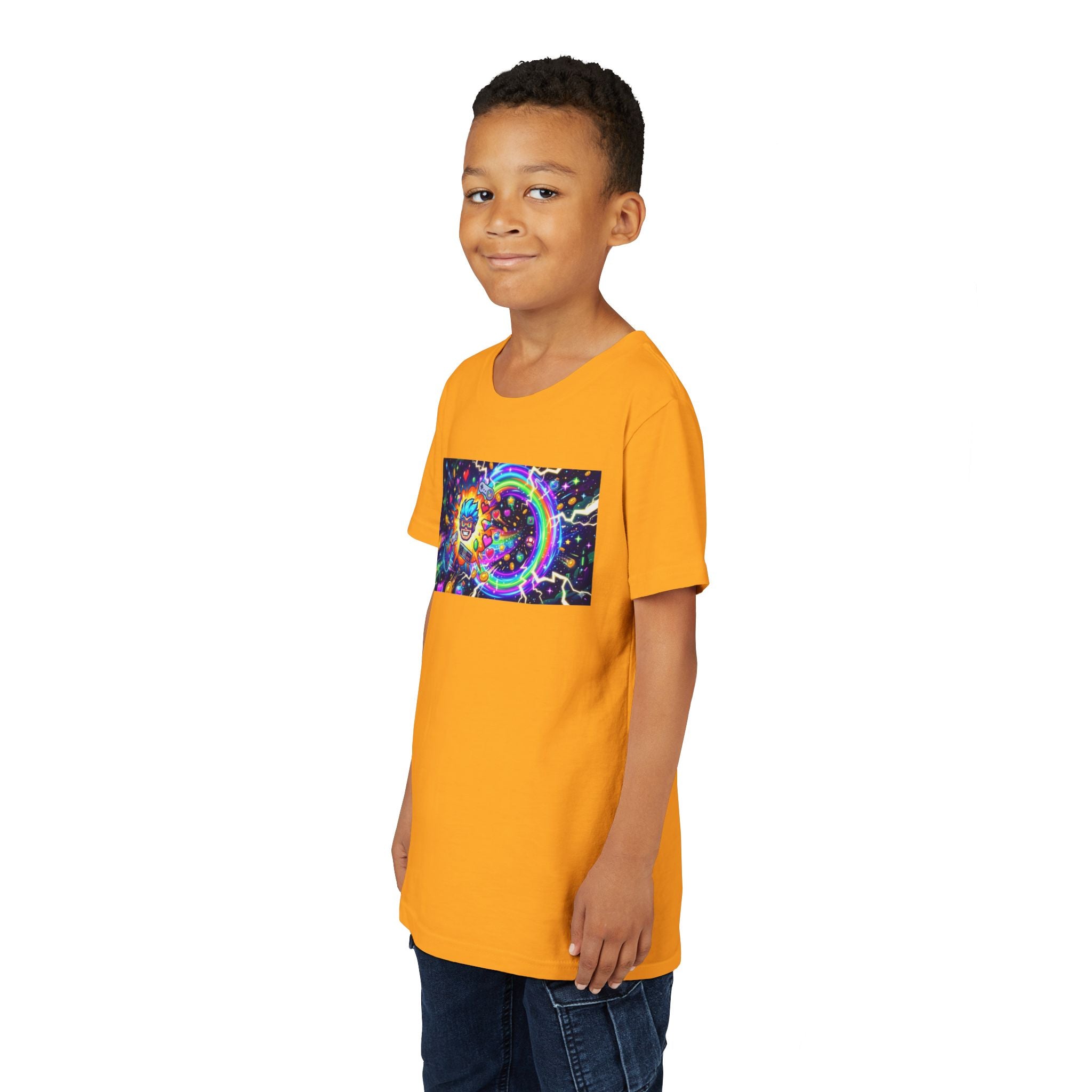 Kids Gaming Tee — Neon Rainbow Portal Gamer Shirt