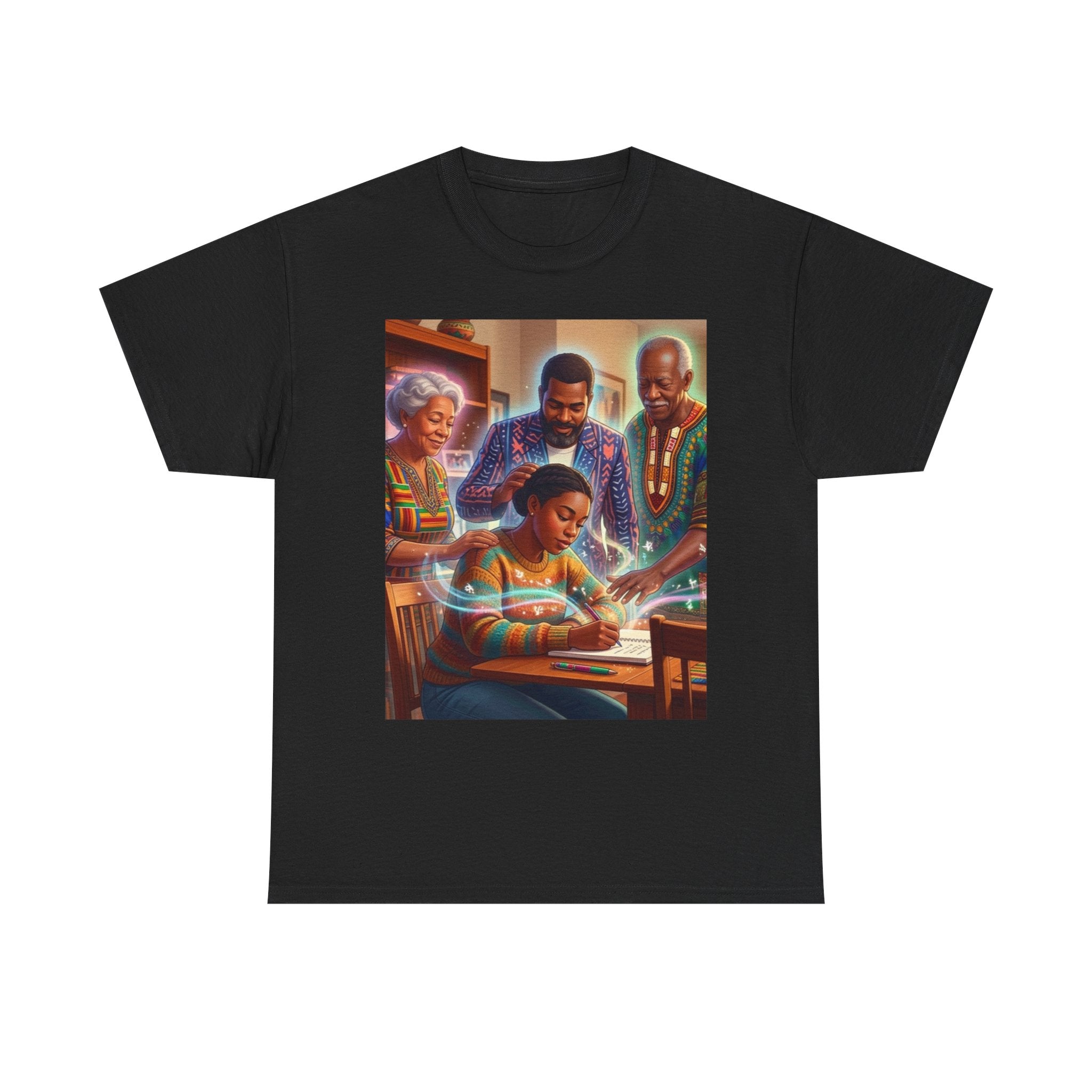 Black Family Study Night T-Shirt — Inspirational Afrofuturist Classroom Artwork