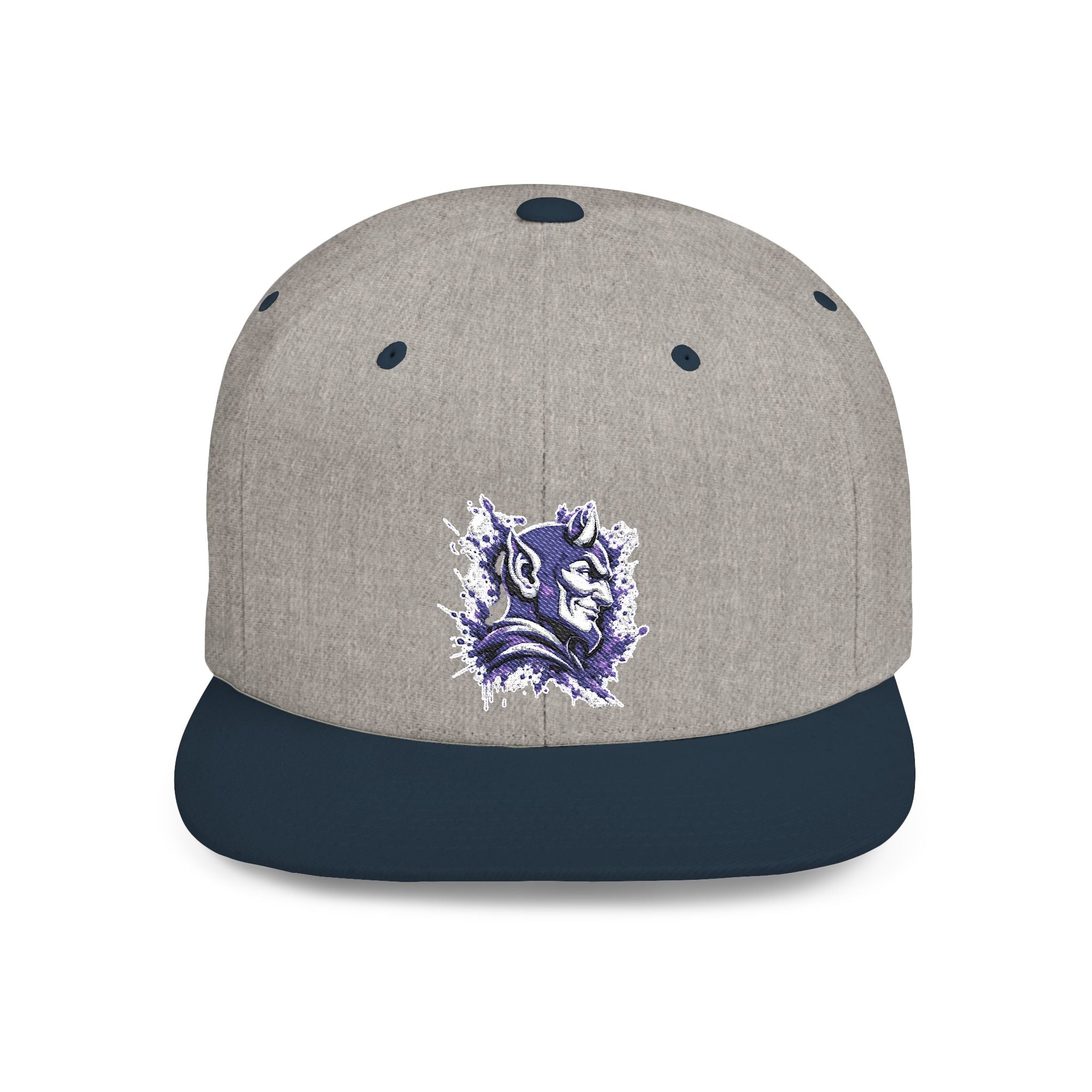 Snapback Hat — Abstract Purple Splash Crown Embroidered Flat Bill