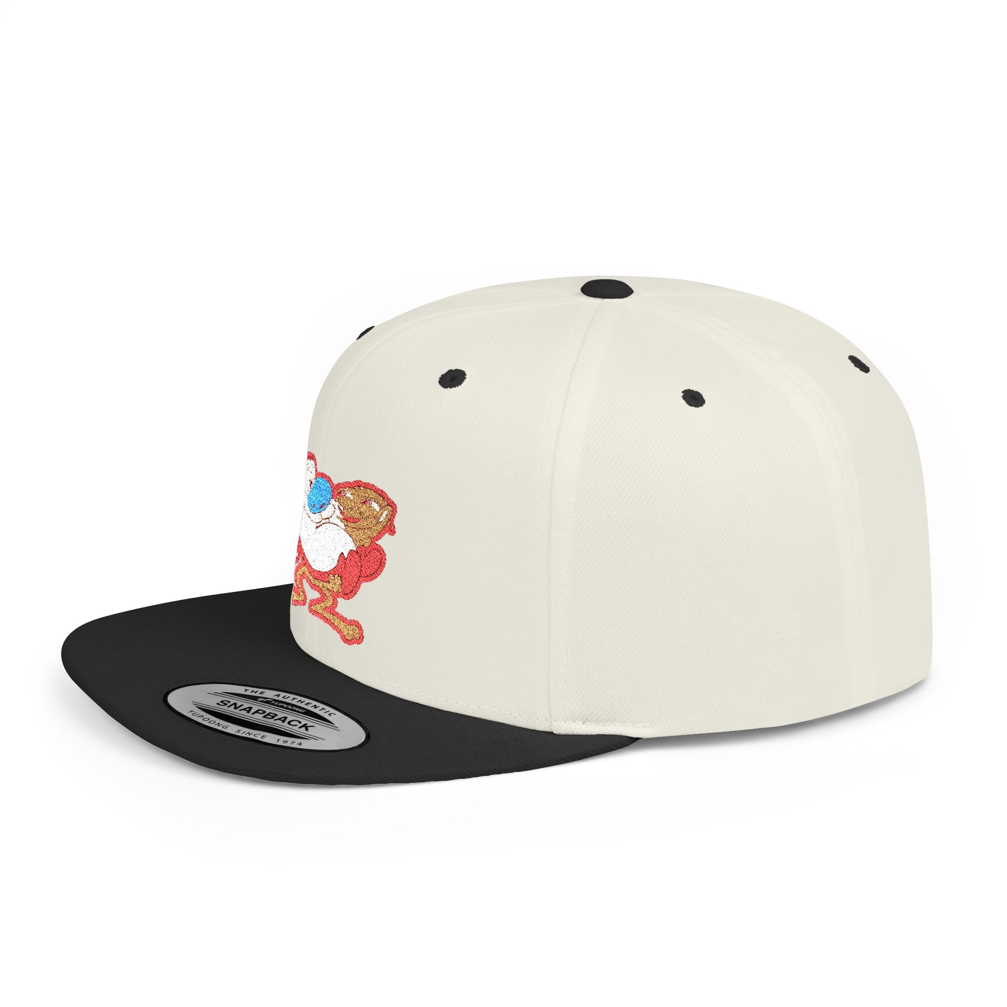 Retro Cartoon Egg Character Flat Bill Snapback Hat