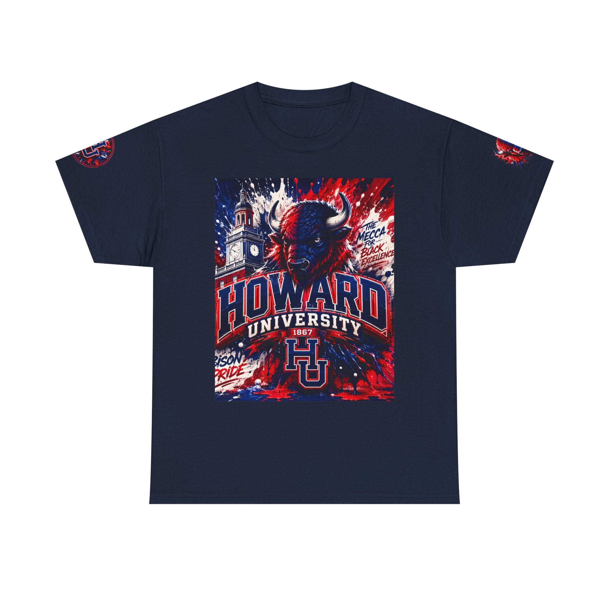 Howard University Buffalo Spirit Tee — HU Bison Red & Blue Campus Shirt