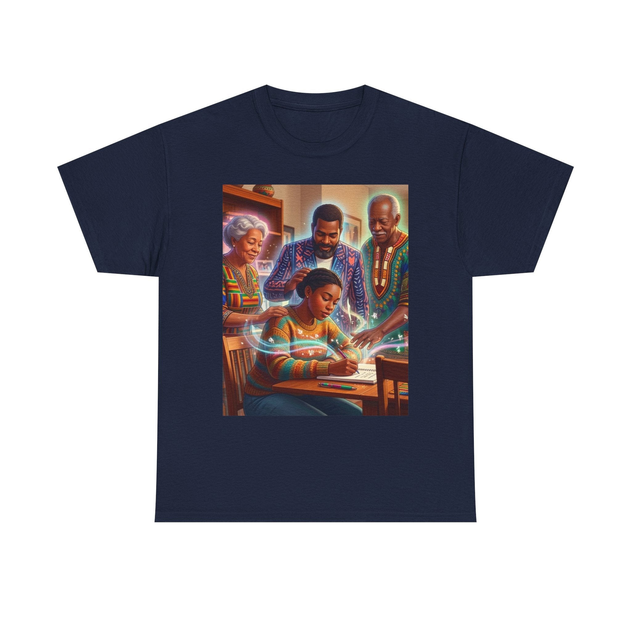 Black Family Study Night T-Shirt — Inspirational Afrofuturist Classroom Artwork