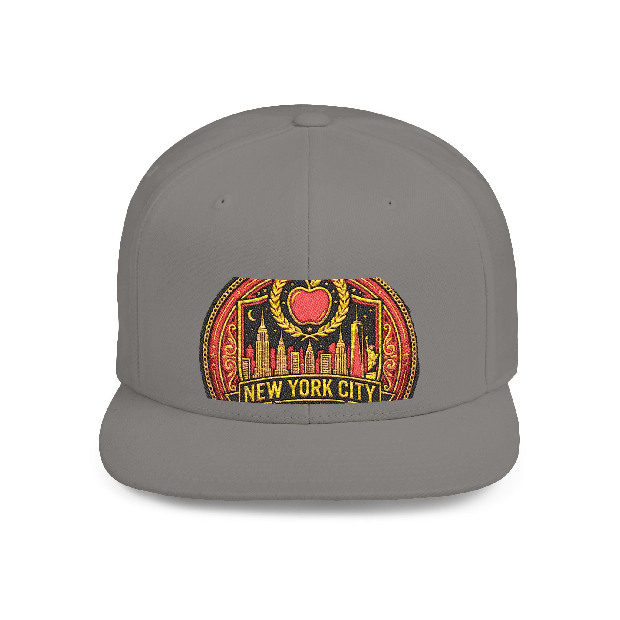 New York City Flat Bill Snapback Hat – Retro Skyline Patch Cap
