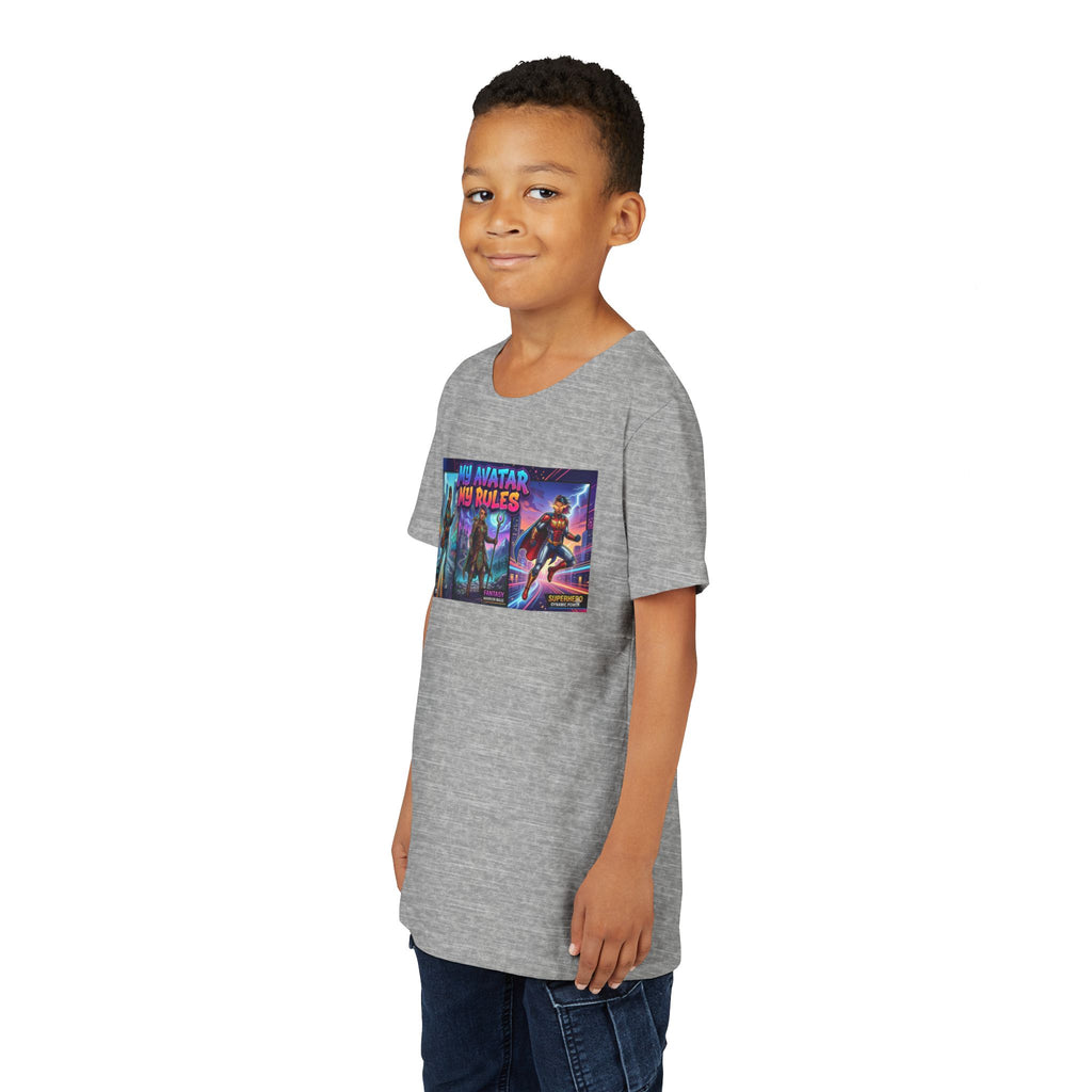 Youth Tee — “MY AVATAR MY RULES” Customizable Character Graphic