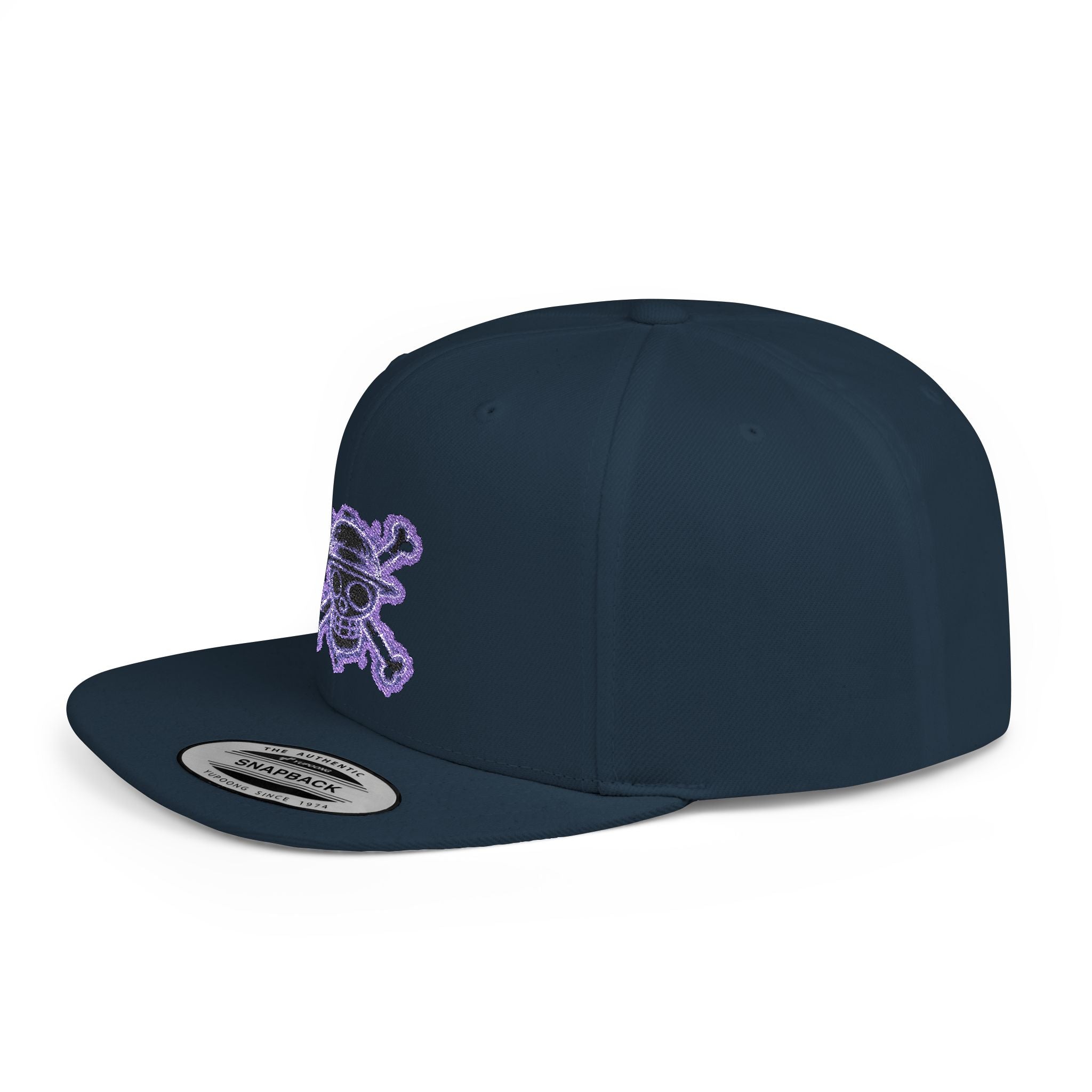 Purple Glitter Skull Snapback Hat - Flat Bill Adjustable Cap