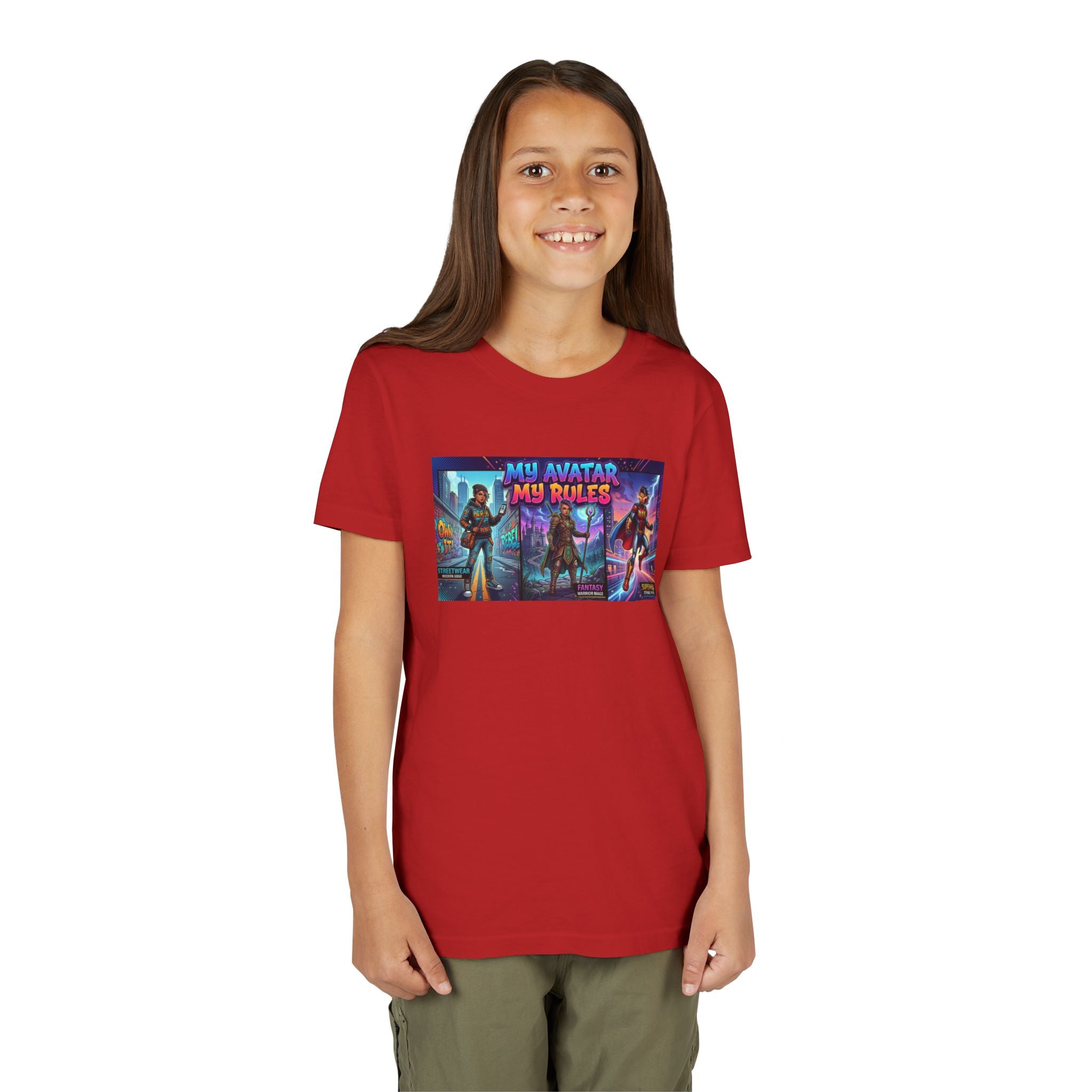 Youth Tee — “MY AVATAR MY RULES” Customizable Character Graphic