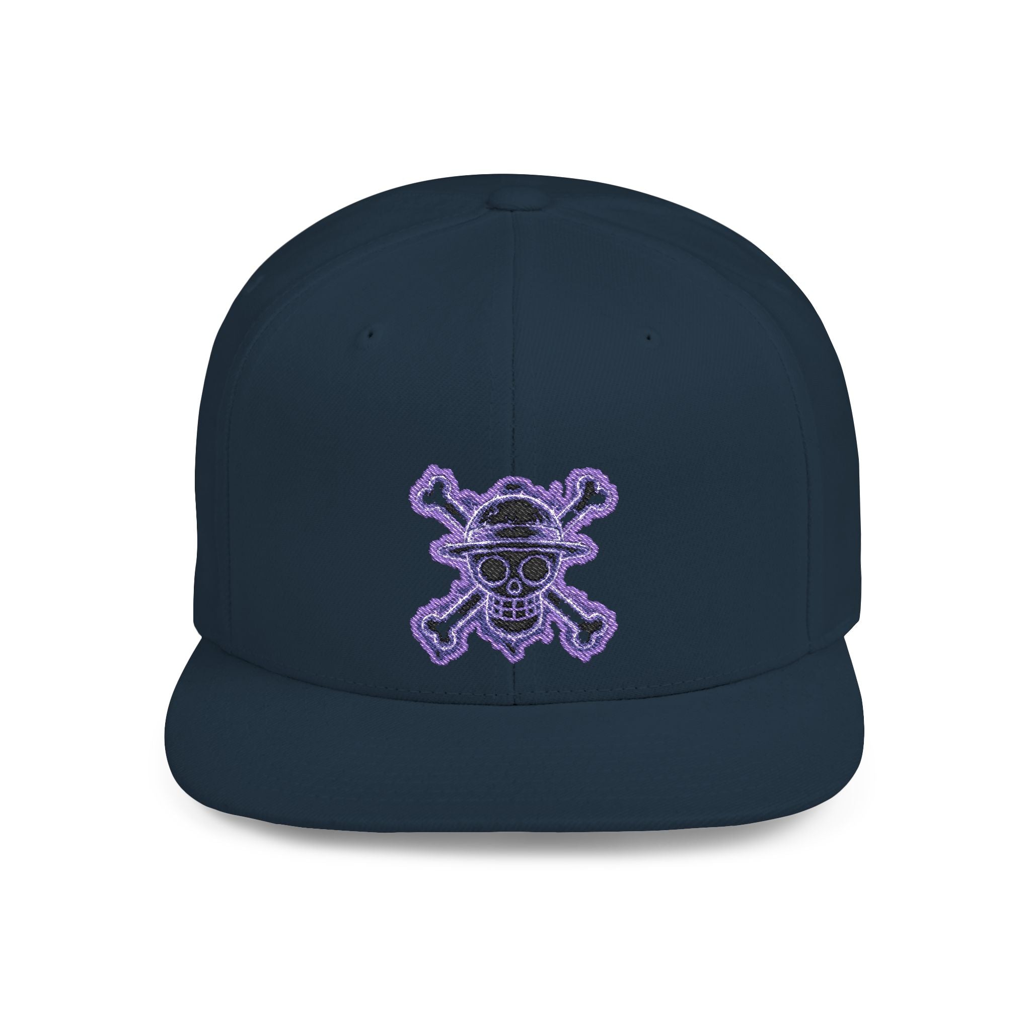 Purple Glitter Skull Snapback Hat - Flat Bill Adjustable Cap