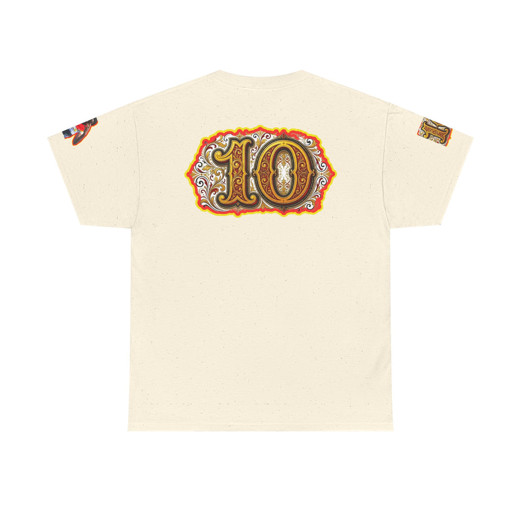 Fat Man Graphic Tee — Retro Boxing Design with '10' Back Patch
