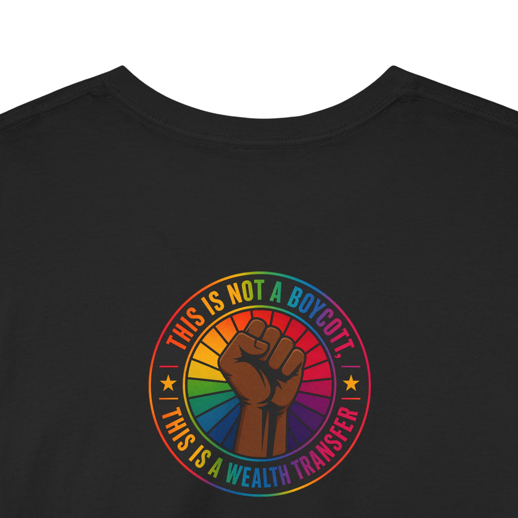 Graphic Tee — "I'm White, But Not THAT White" Illustration with Back Raised Fist Logo