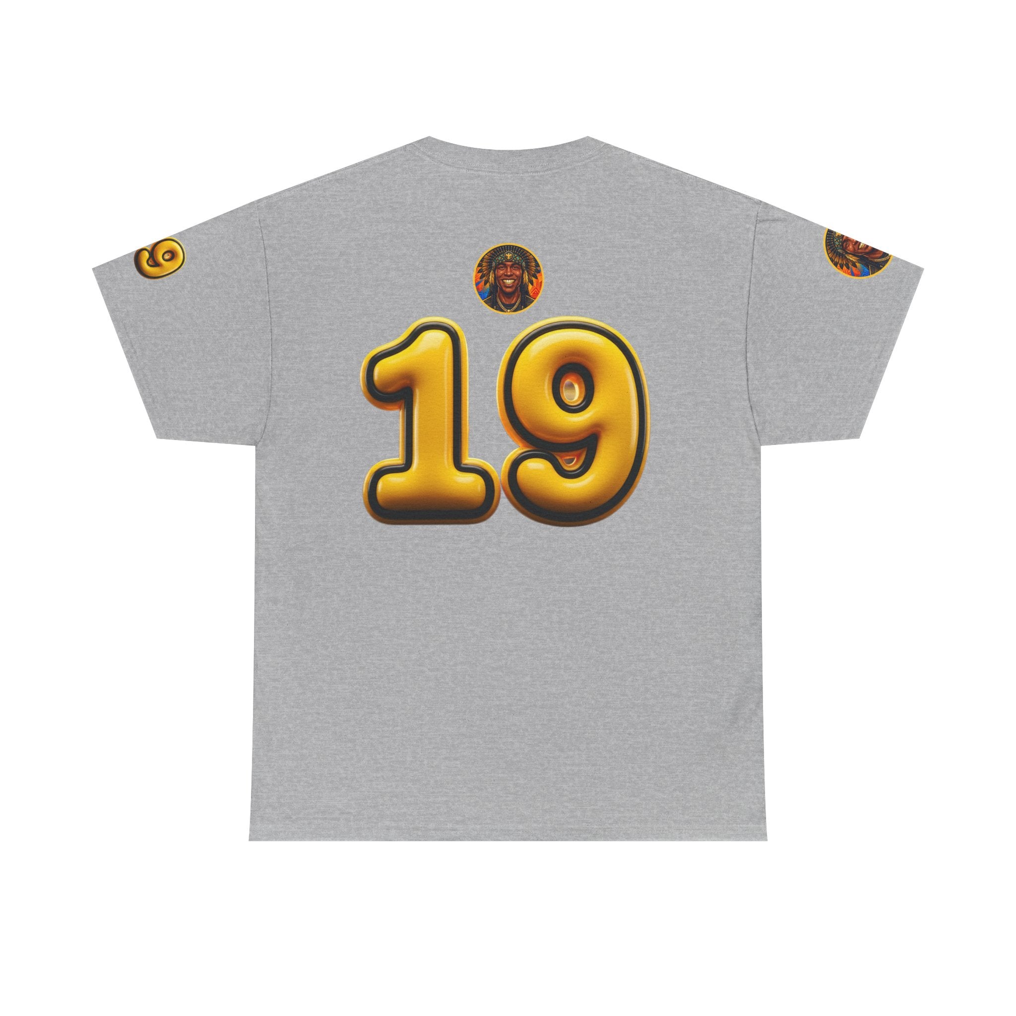 Melanated 19 Graphic Tee — Retro Script Logo & Gold Number Baseball Shirt