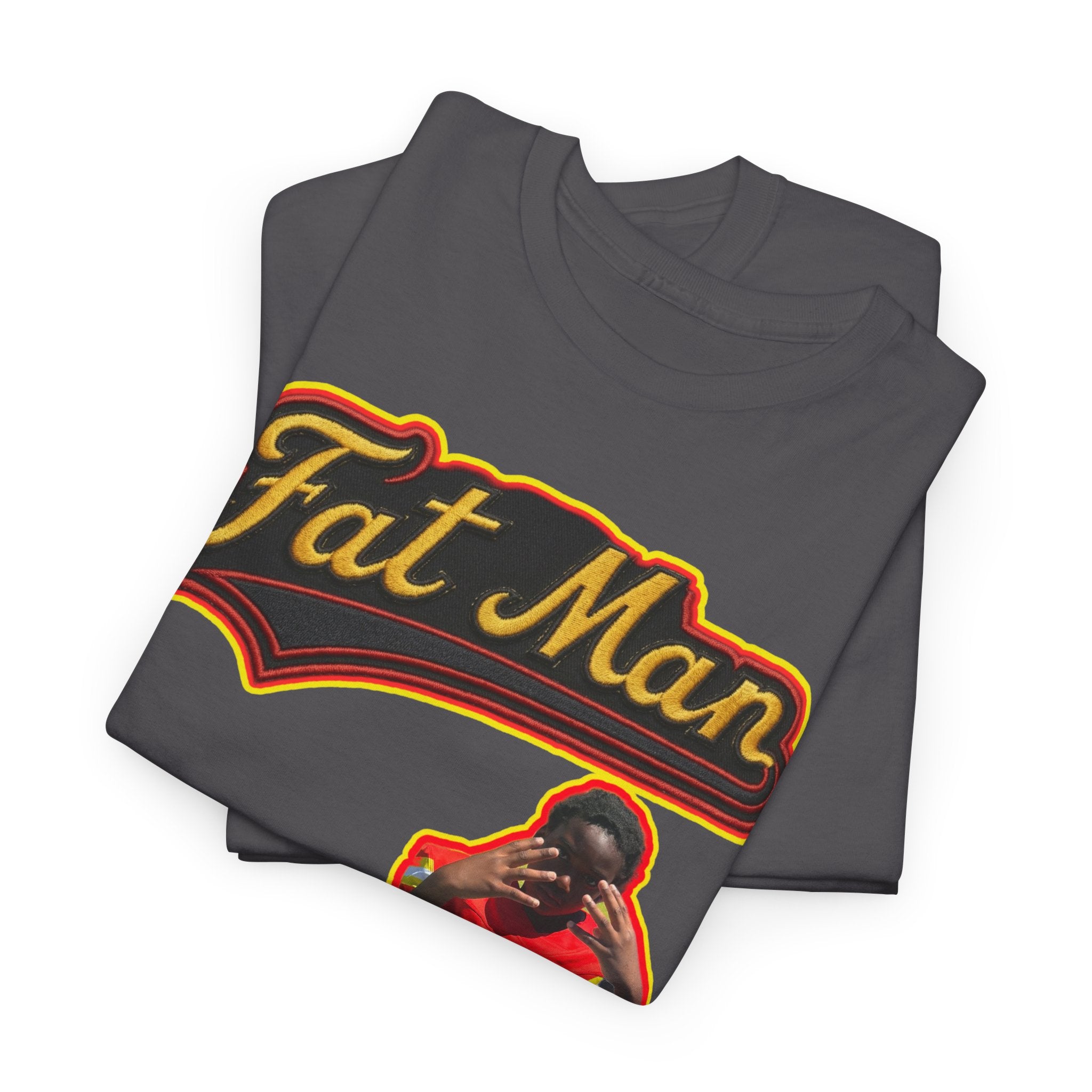 Fat Man Graphic Tee — Retro Boxing Design with '10' Back Patch