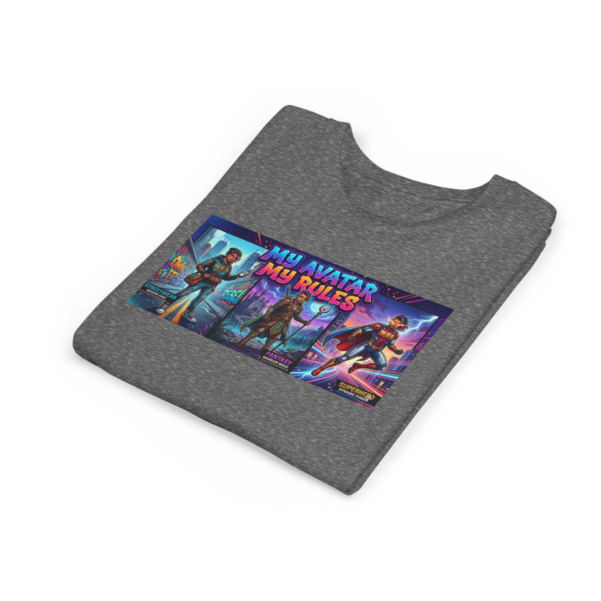 Youth Tee — “MY AVATAR MY RULES” Customizable Character Graphic