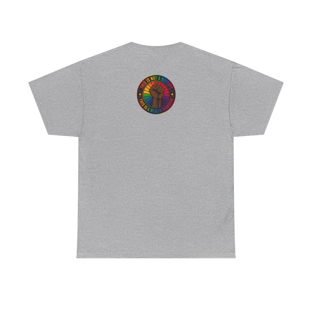 Graphic Tee — "I'm White, But Not THAT White" Illustration with Back Raised Fist Logo