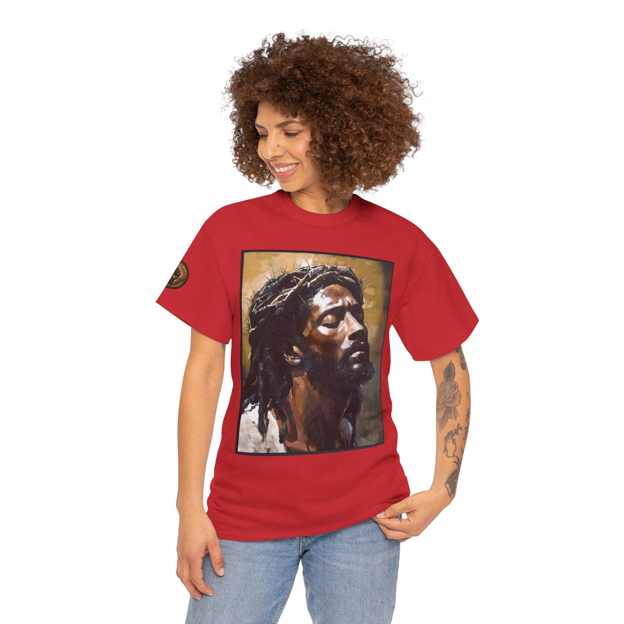 Jesus Portrait Tee with 'This Is Not A Boycott — This Is A Wealth Transfer' Back Emblem