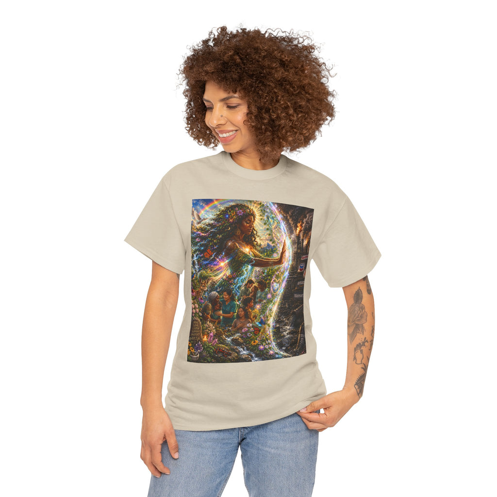 Cosmic Guardian Tee — Earth Mother Spiritual Graphic T-Shirt