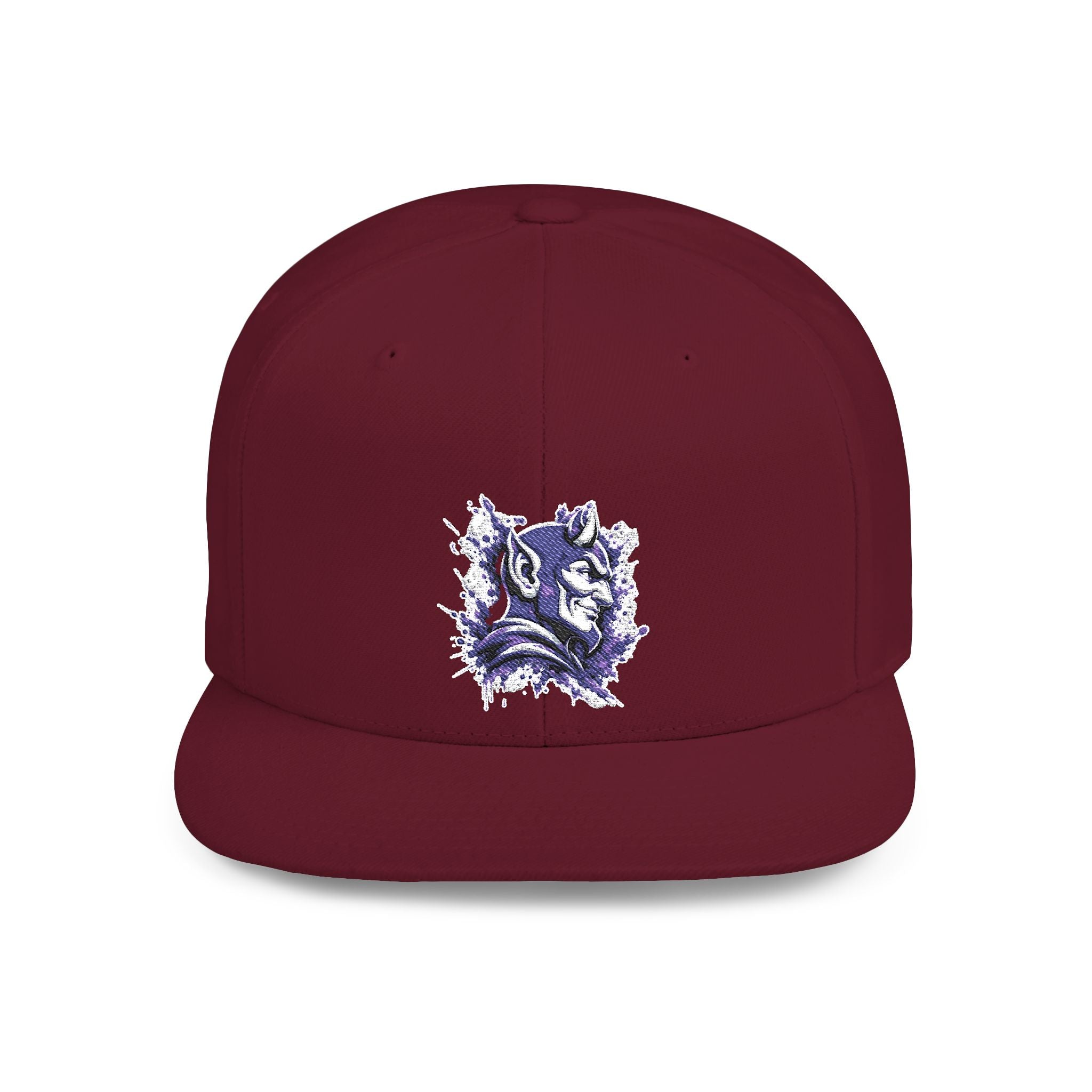 Snapback Hat — Abstract Purple Splash Crown Embroidered Flat Bill