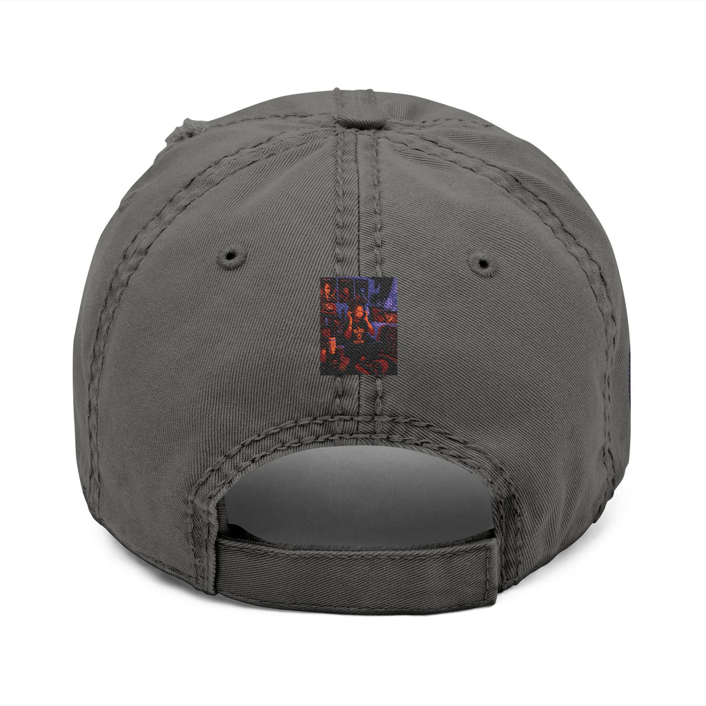 Distressed Embroidered Dad Hat — Raised Fist Logo (Purple)