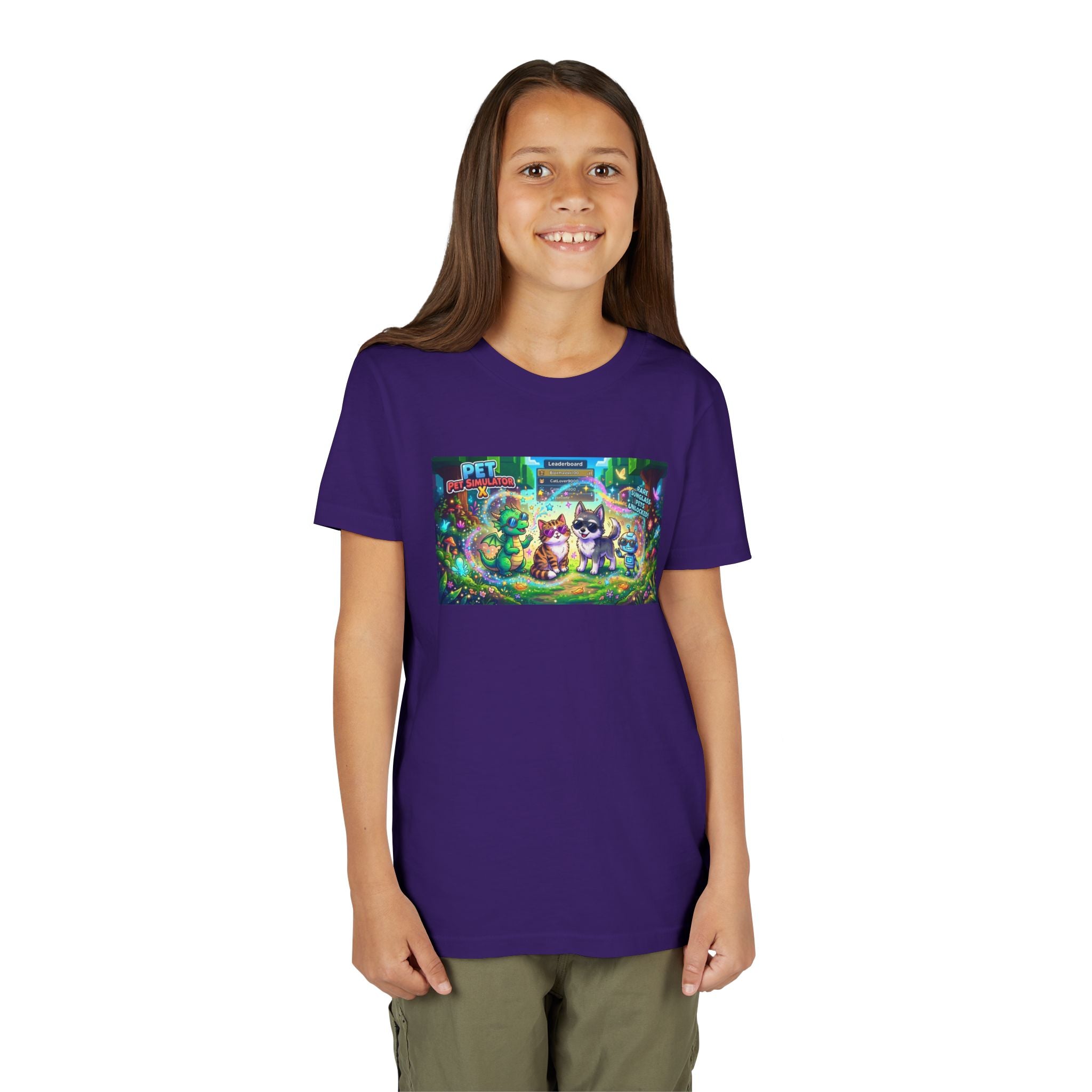 Cute Fantasy Pets Sunglasses Tee — Dragon, Cat, Wolf & Robot Pets