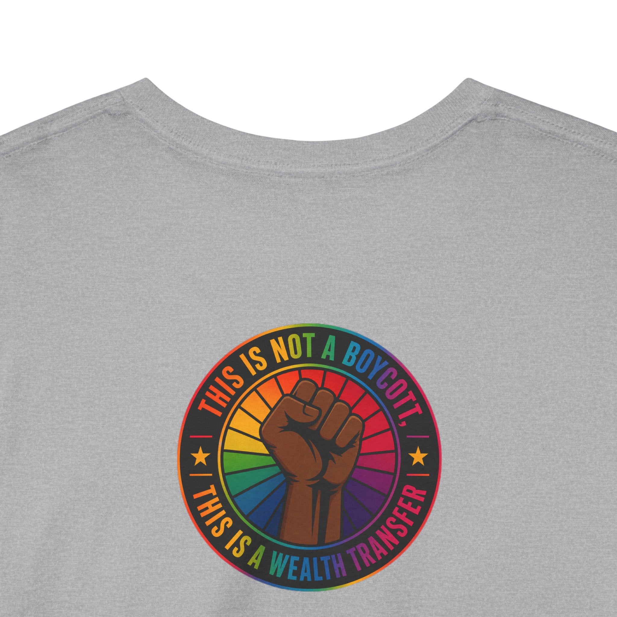 Graphic Tee — "I'm White, But Not THAT White" Illustration with Back Raised Fist Logo