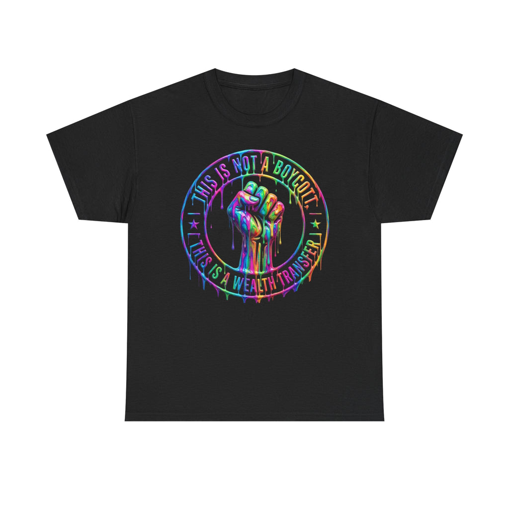 Protest Fist Graphic Tee — "Love Is Love" Rainbow Drip Pride Shirt