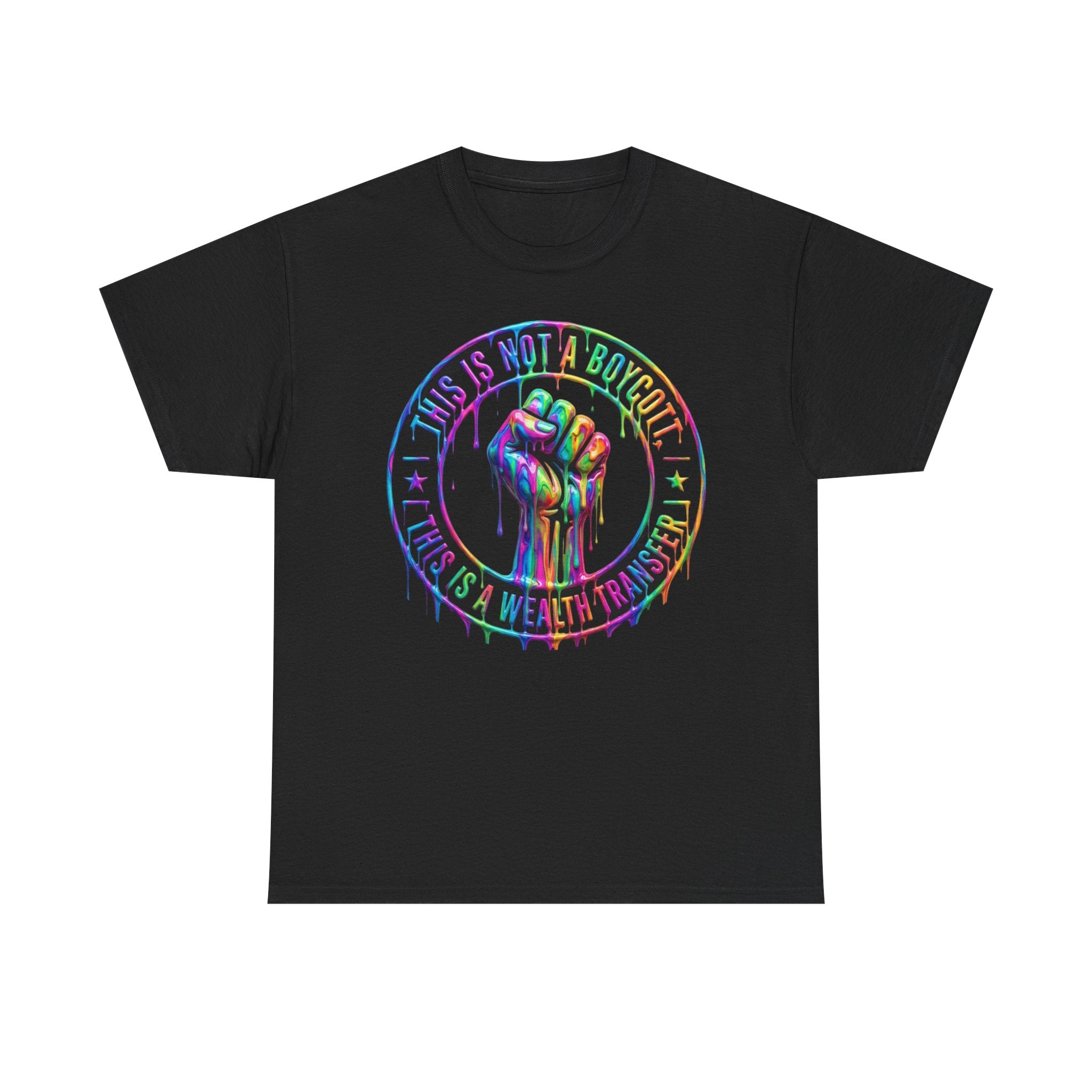 Protest Fist Graphic Tee — "Love Is Love" Rainbow Drip Pride Shirt