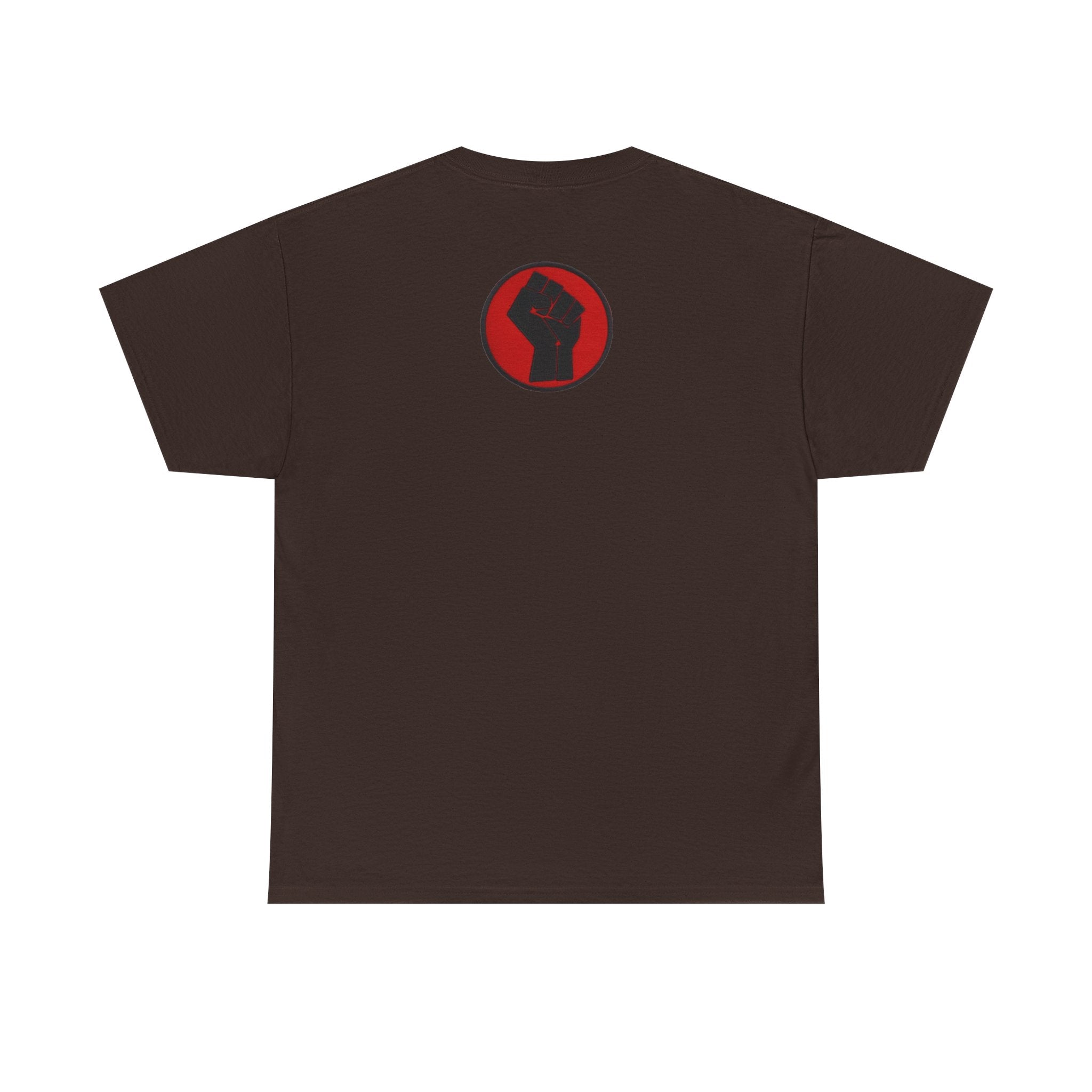 Basketball Jumpman Tee — Retro Skyline Graphic T-Shirt with Red Fist Back Emblem